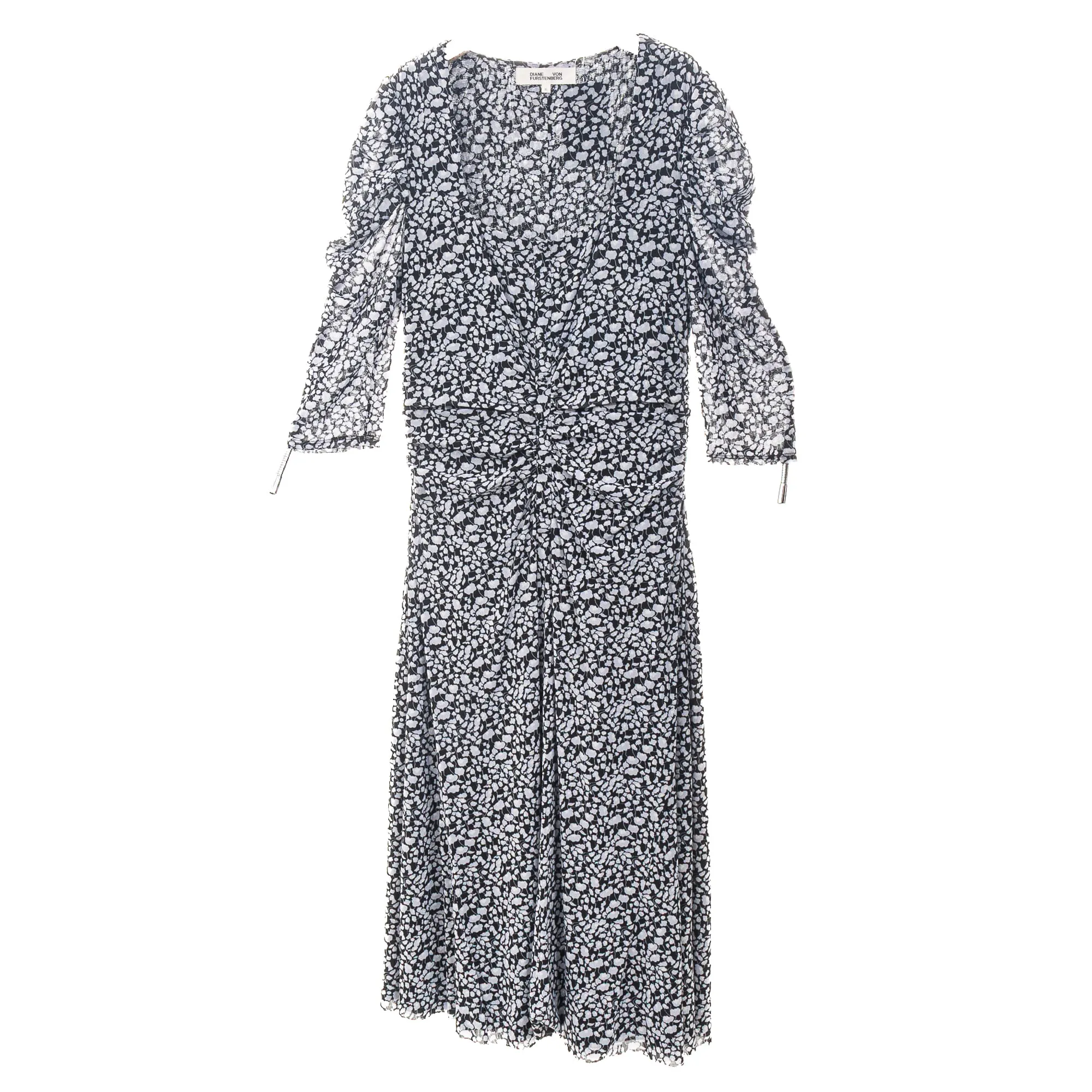 Vestido Diane Von Furstenberg Floral Azul e Preto