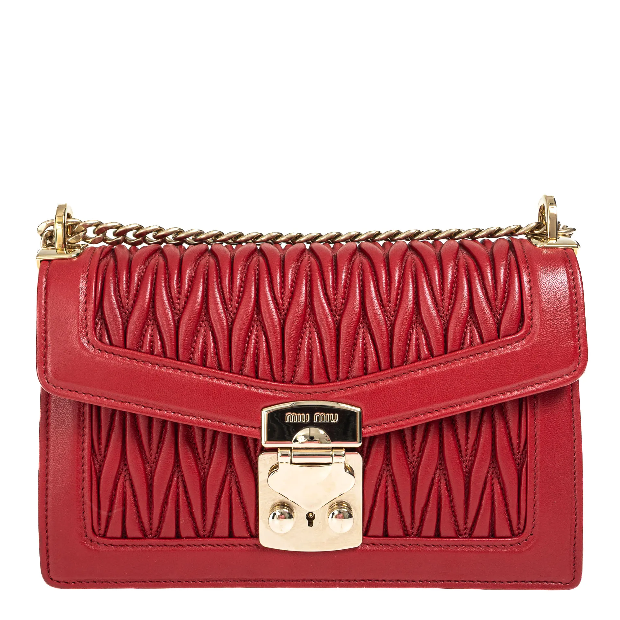 Bolsa Miu Miu Gaufre Flap Vermelha