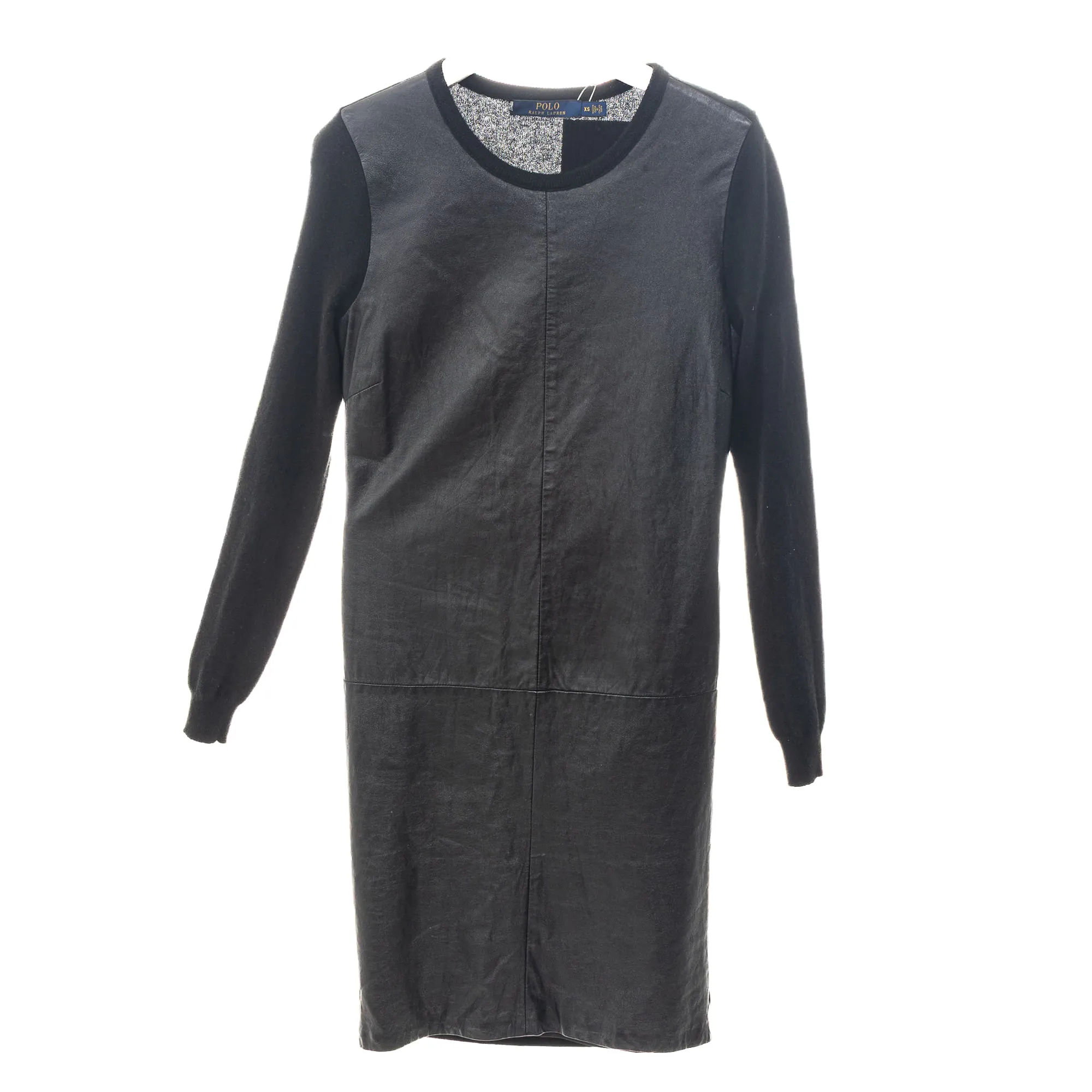 Vestido Polo Ralph Lauren Couro e Cashmere Preto