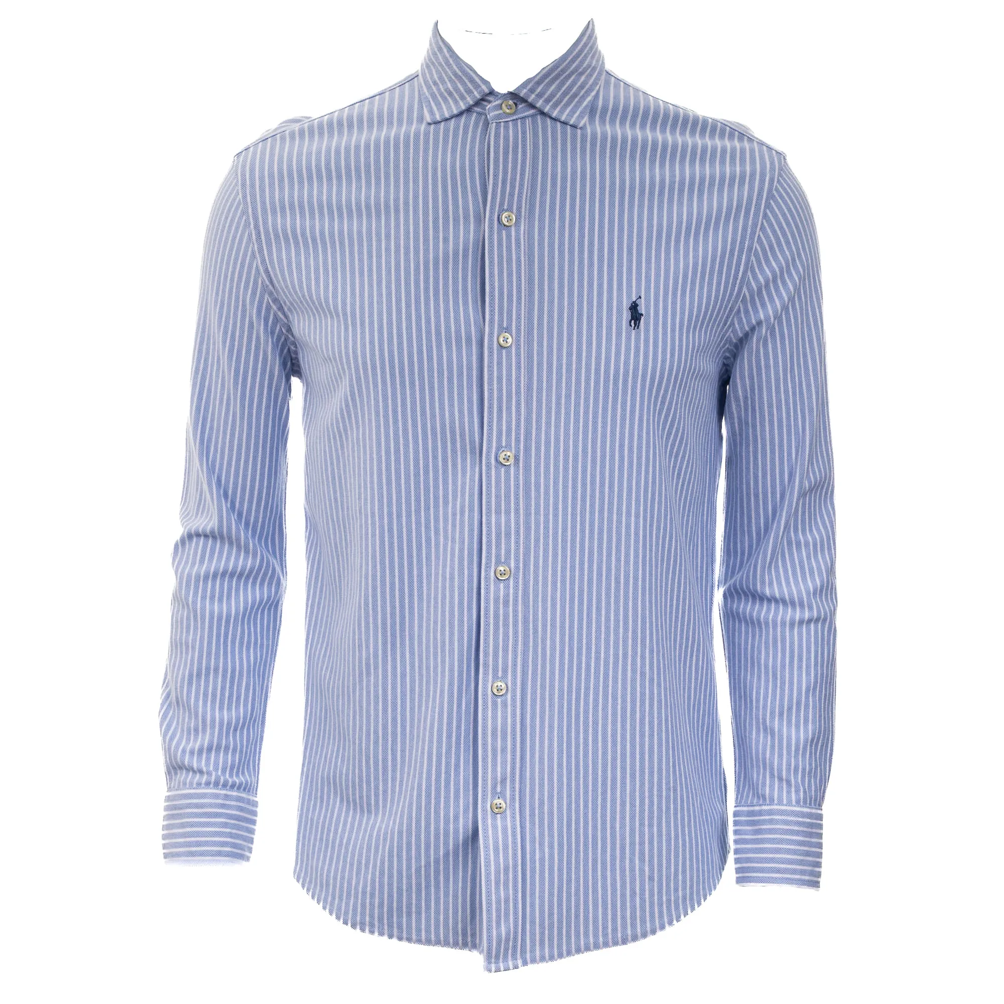 Camisa Polo Ralph Lauren Listrada Azul e Branca