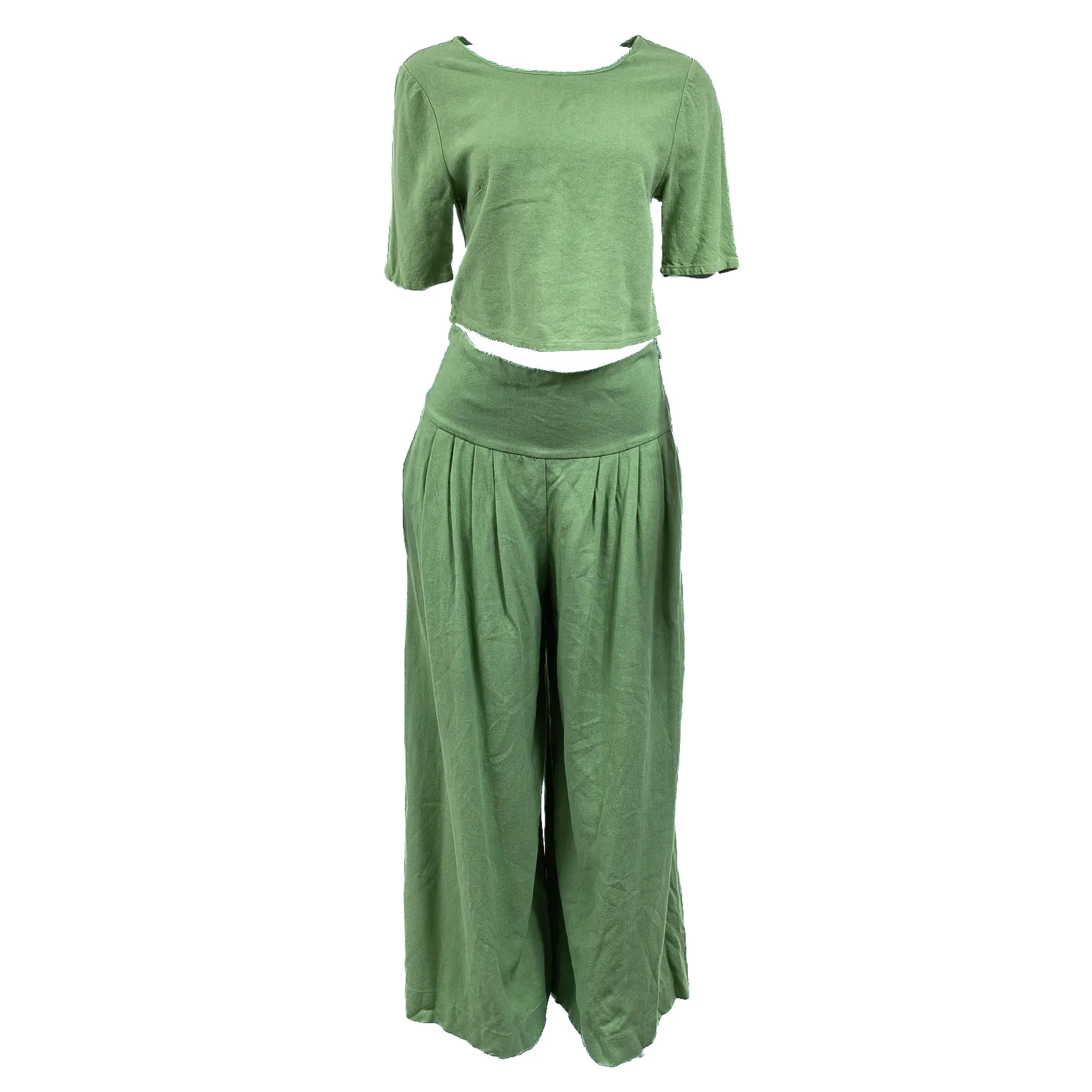 Conjunto Cris Barros Calça Ampla Verde
