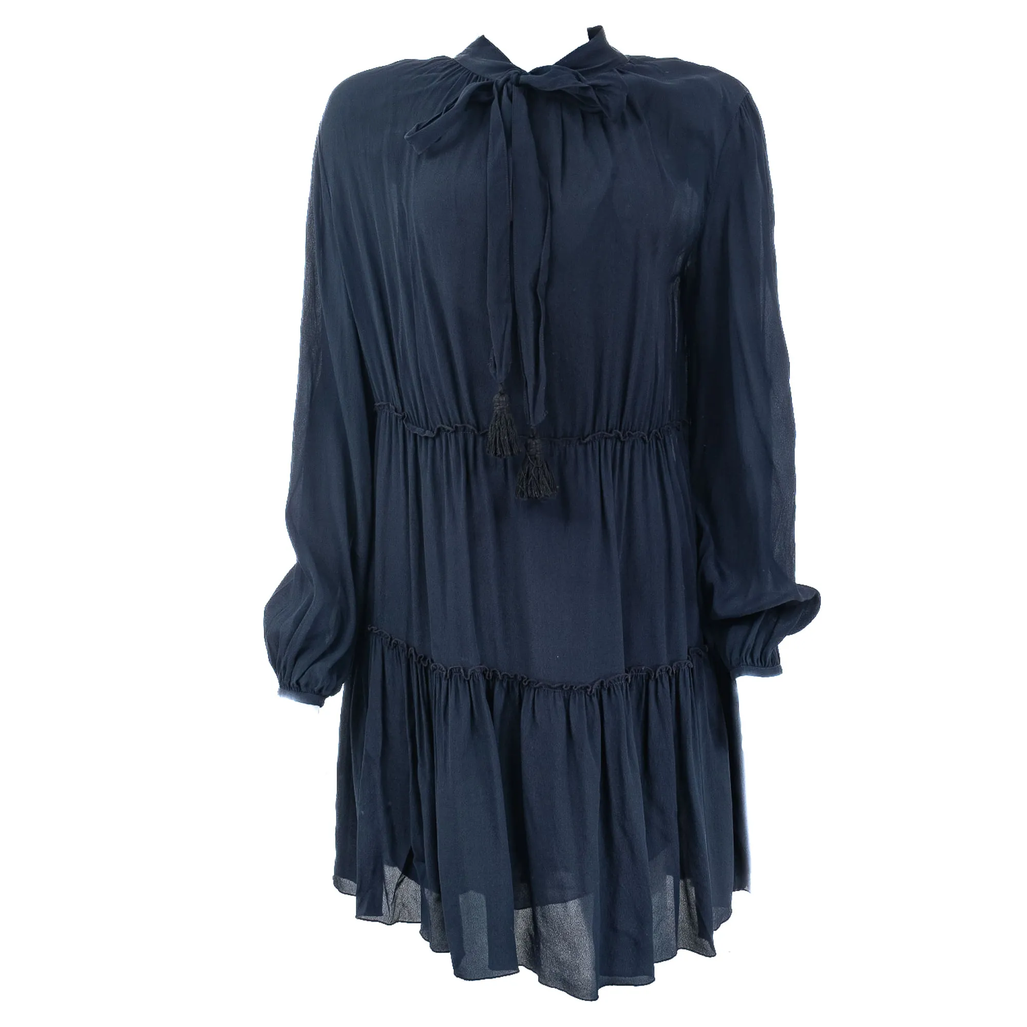 Vestido See by Chloé Boho Curto Marinho