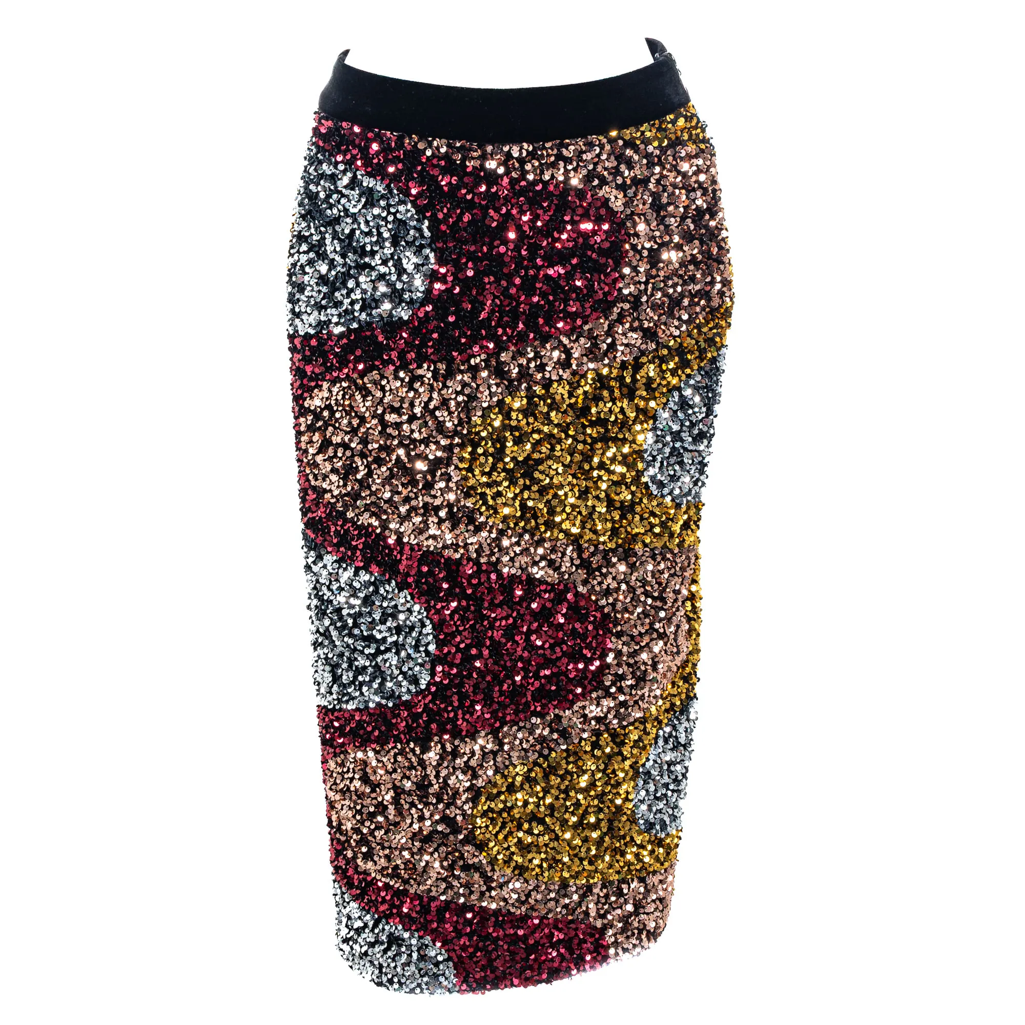 Saia NK Paetês e Veludo Multicolor