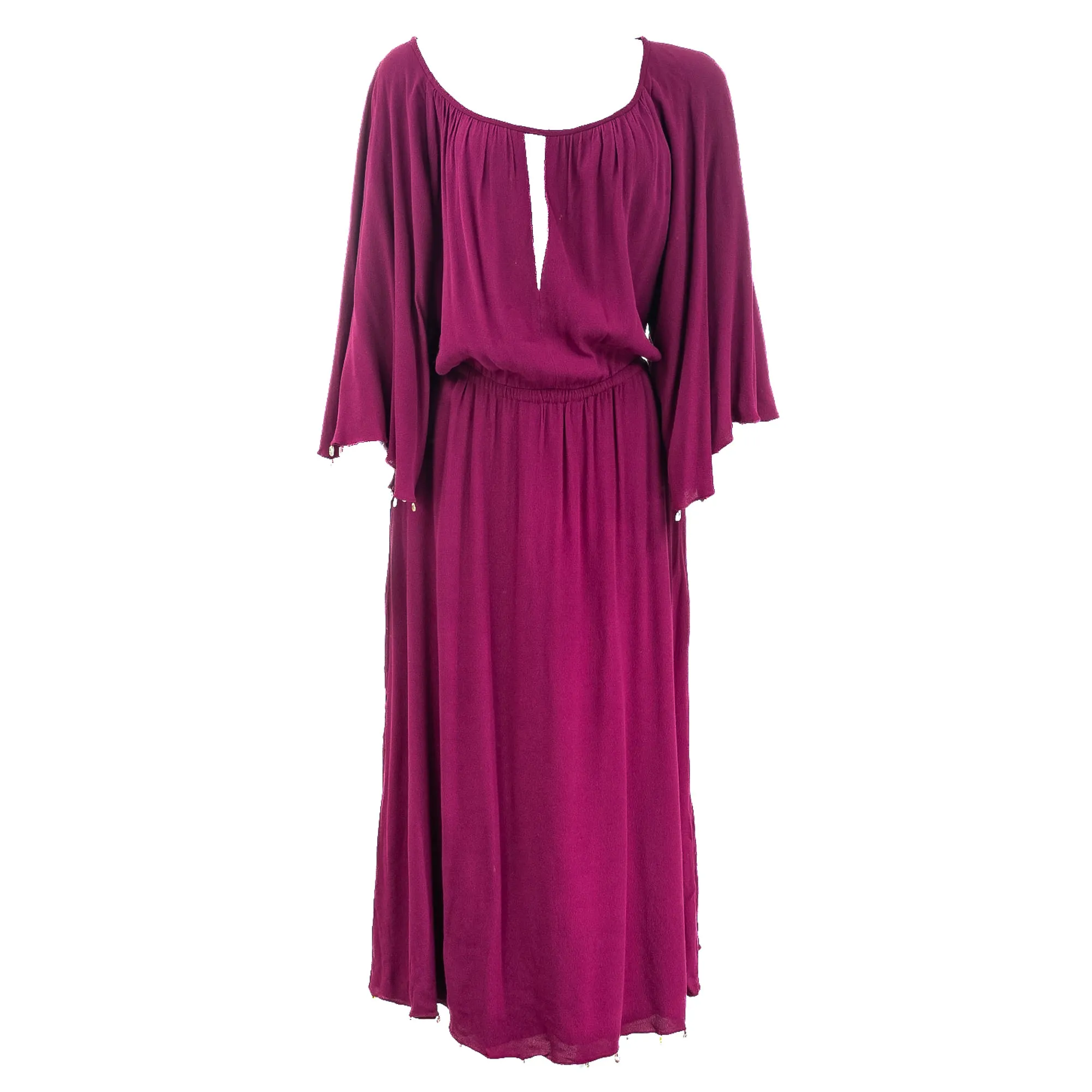 Vestido Cris Barros Contas Pedras Tecido Vinho