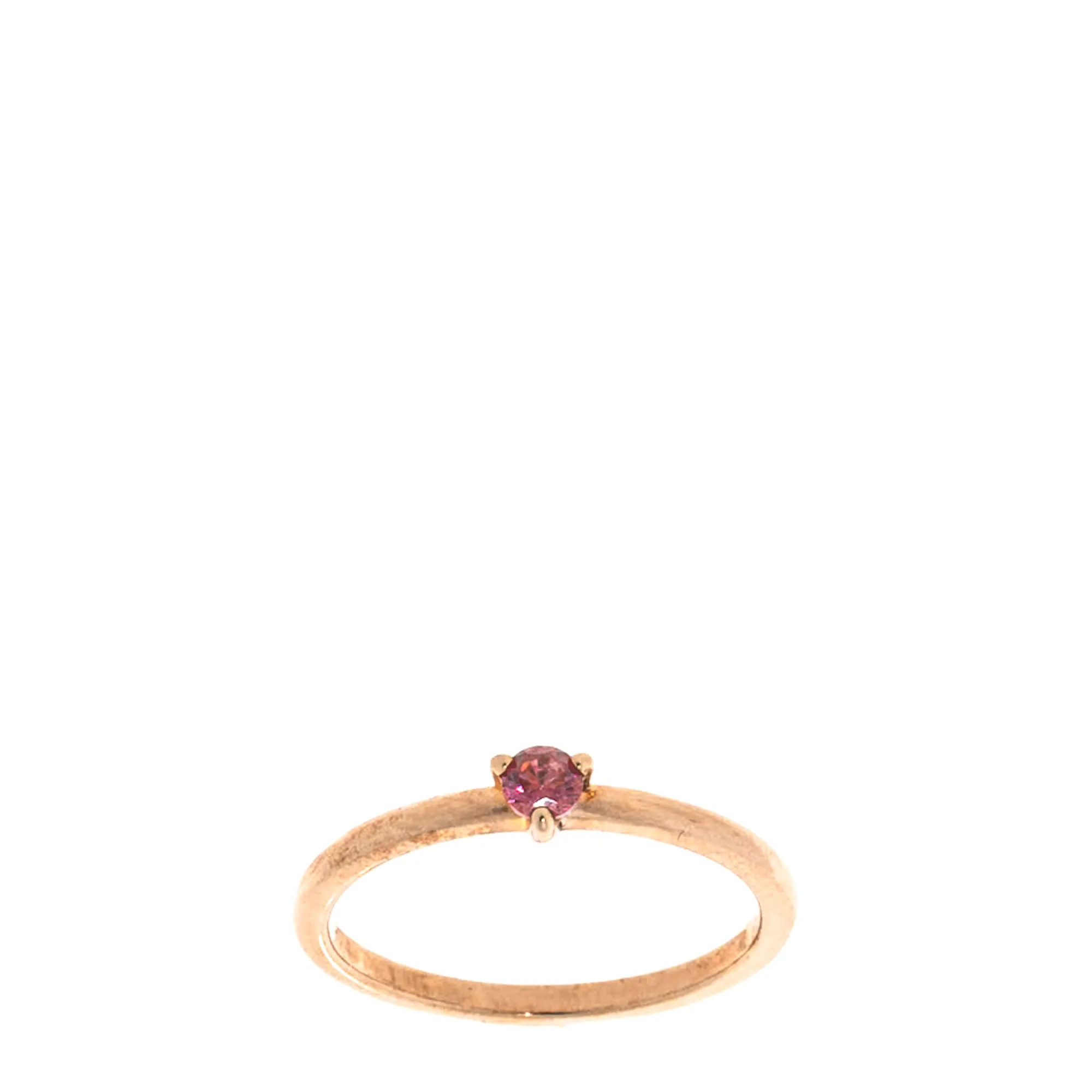 Anel Pandora Solitário Dourado com Pedra Rosa