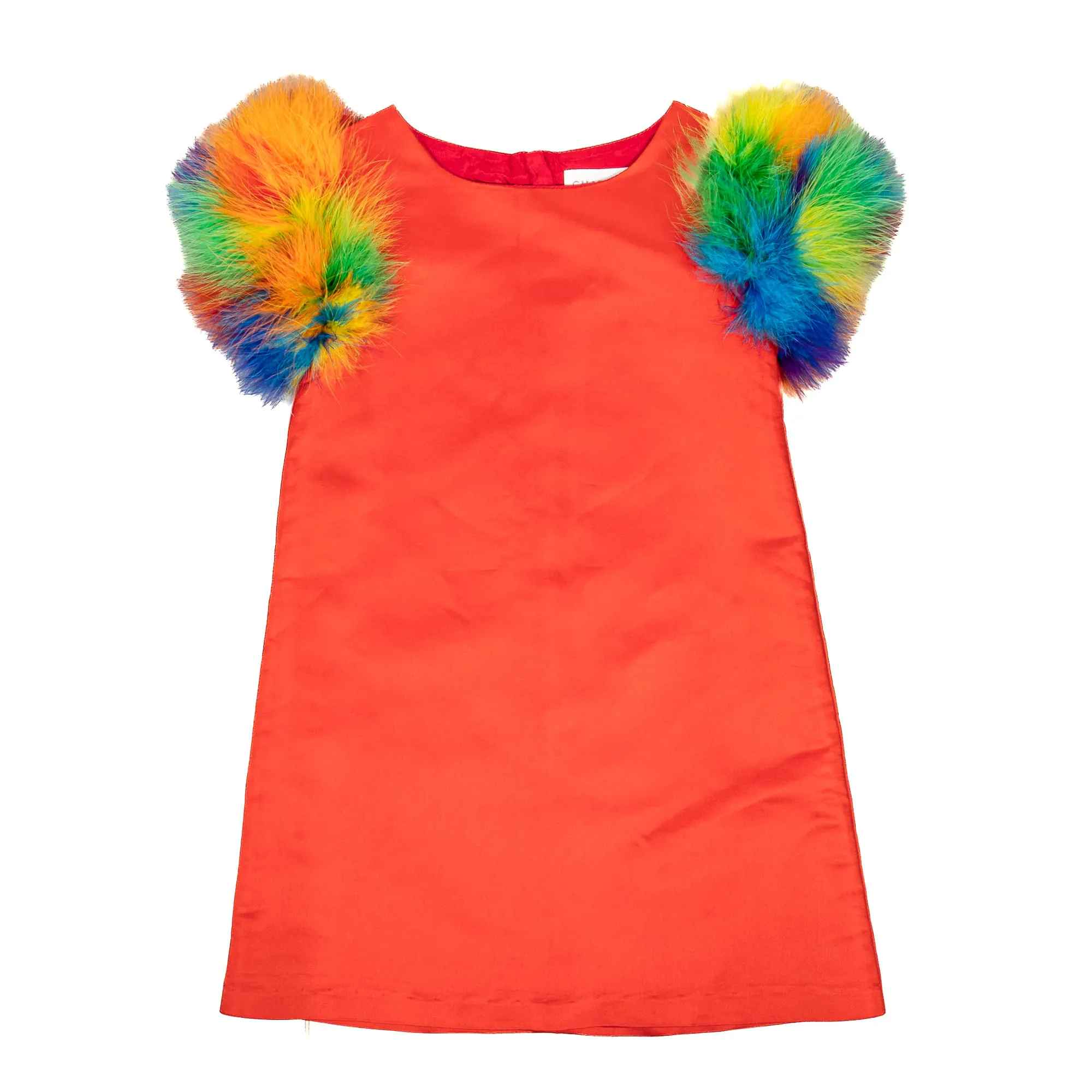 Vestido Infantil Charabia Vermelho e Plumas
