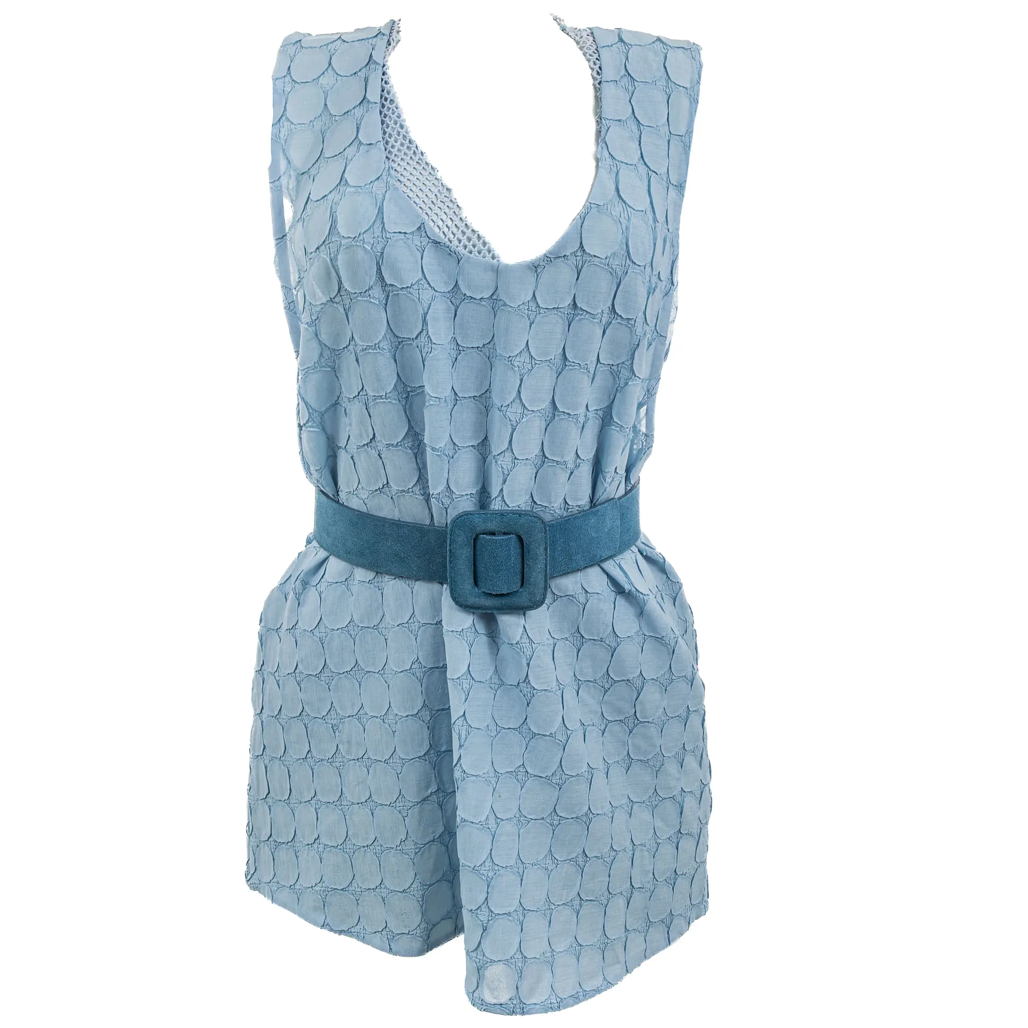 Blusa Paula Raia com Telinha Azul e Cinto