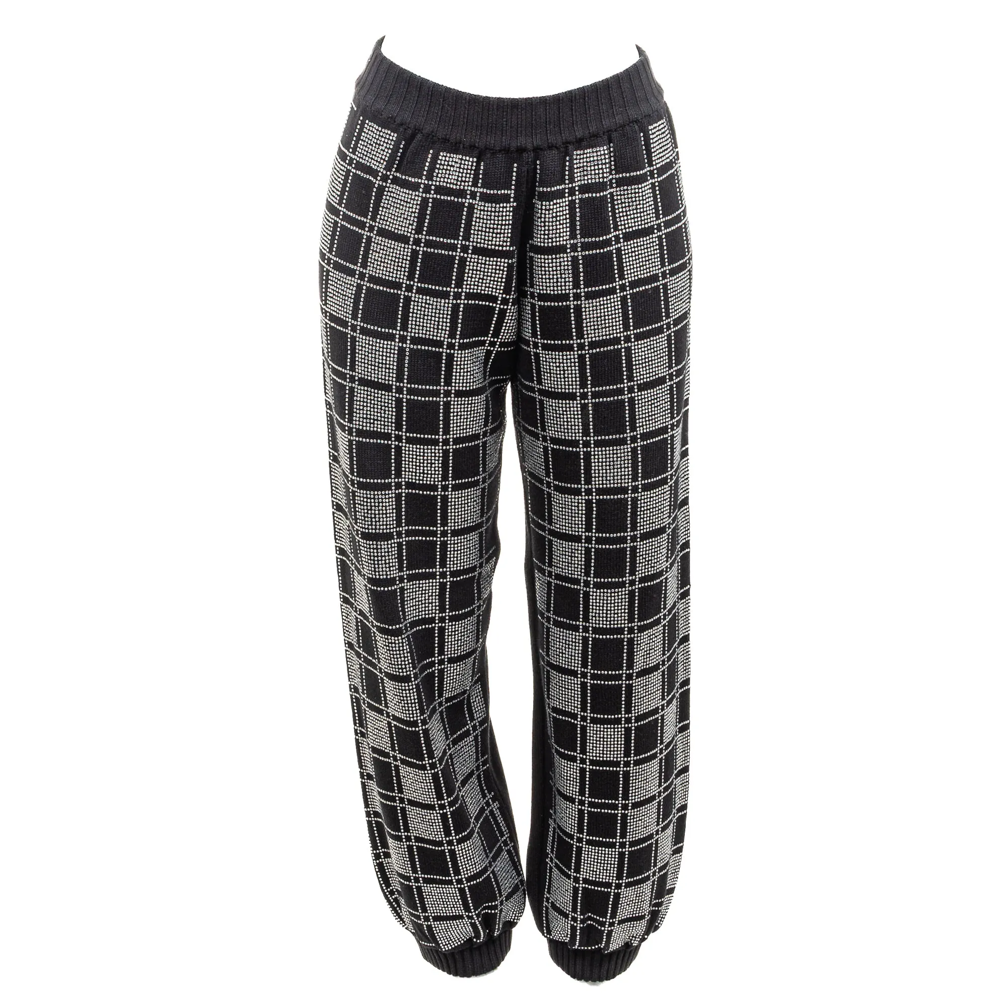 Calça Andrea Bogosian Moletom Preto e Strass