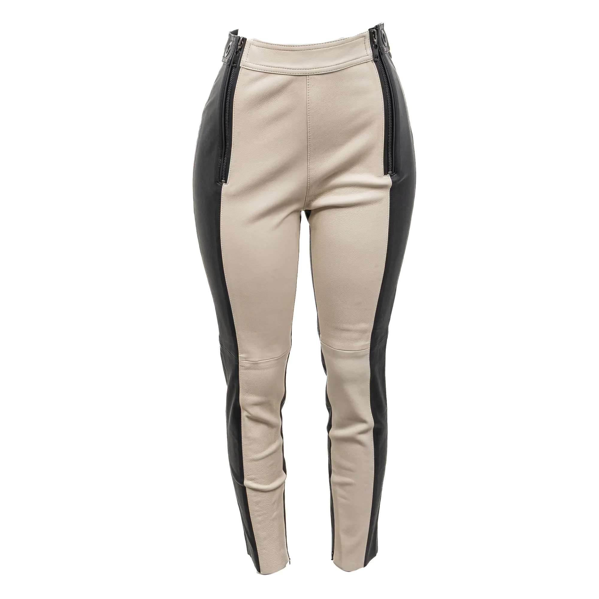 Calça NK Couro Preto e Branco