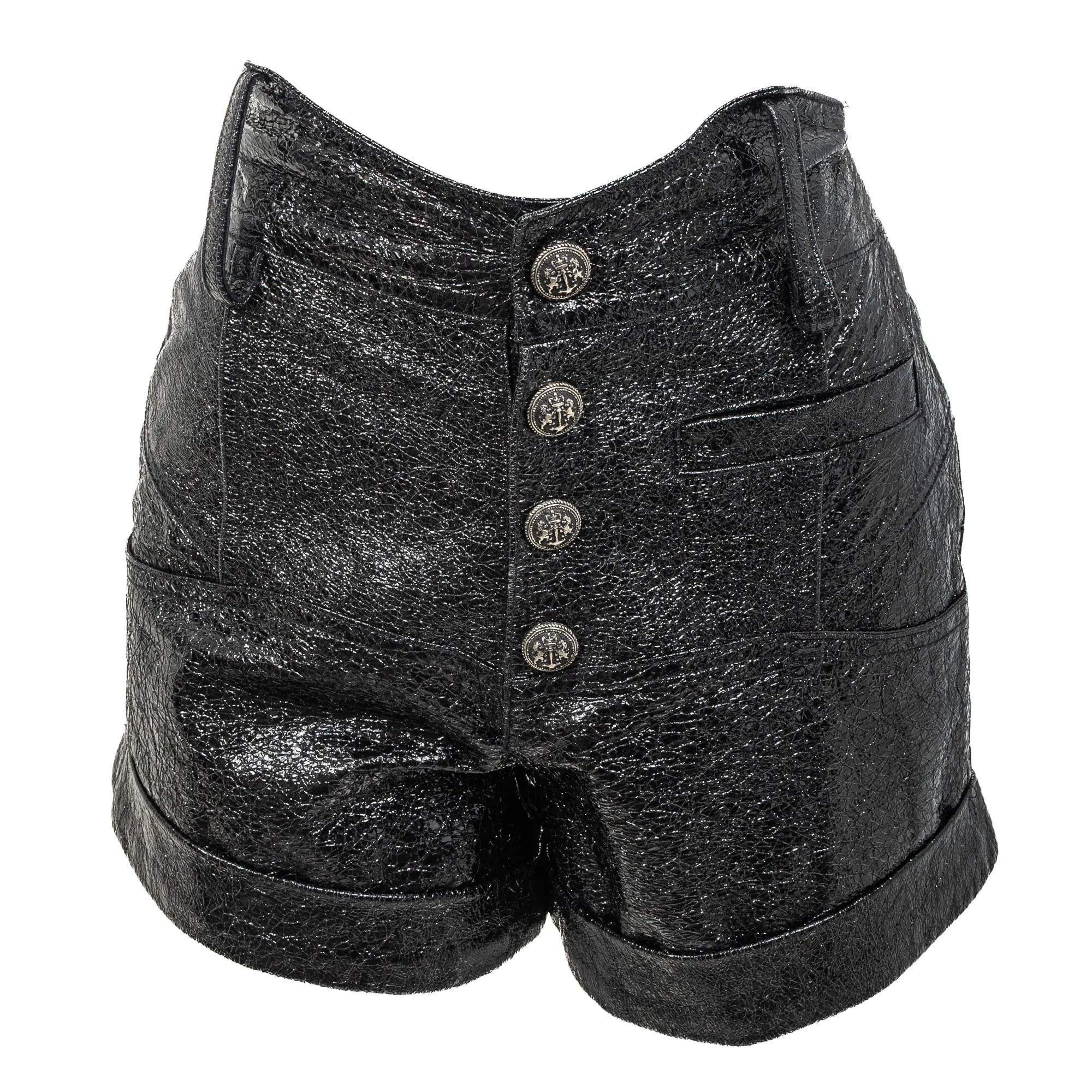 Short Andrea Bogosian Couro Preto