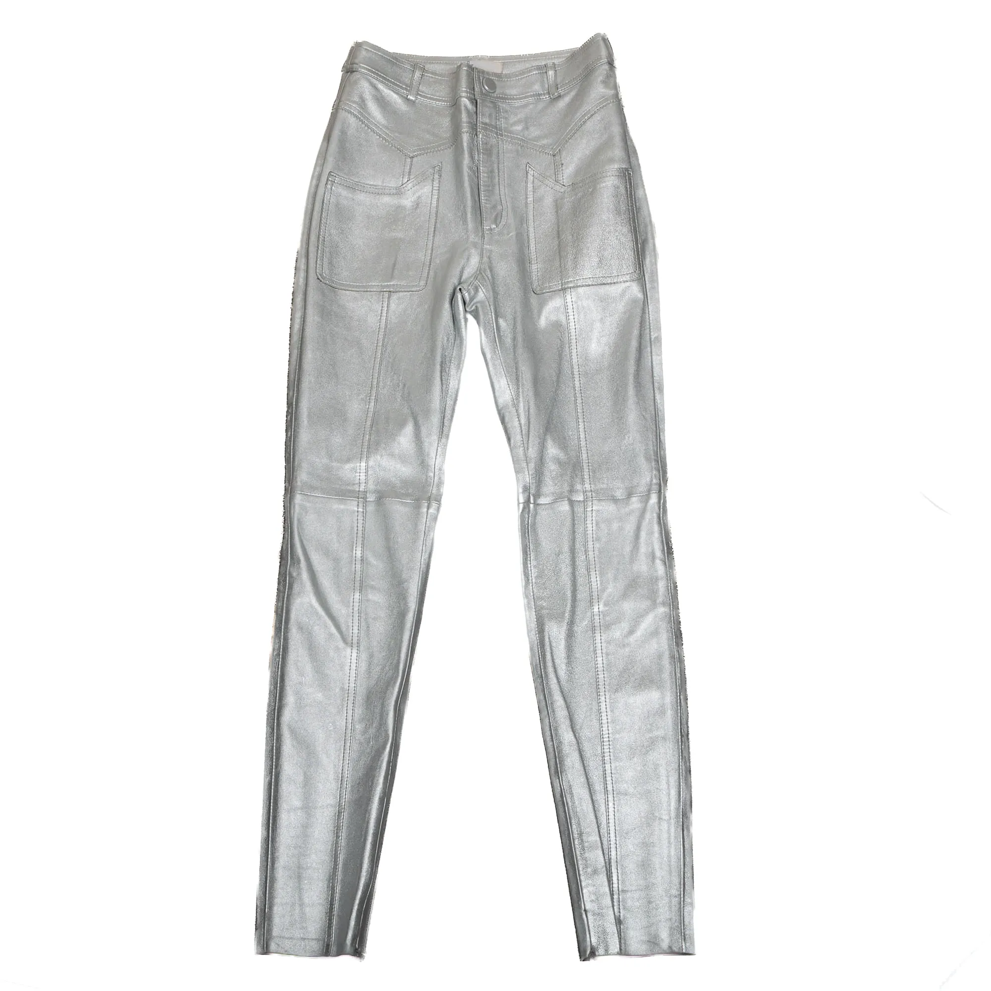 Calça NK Couro Prateada