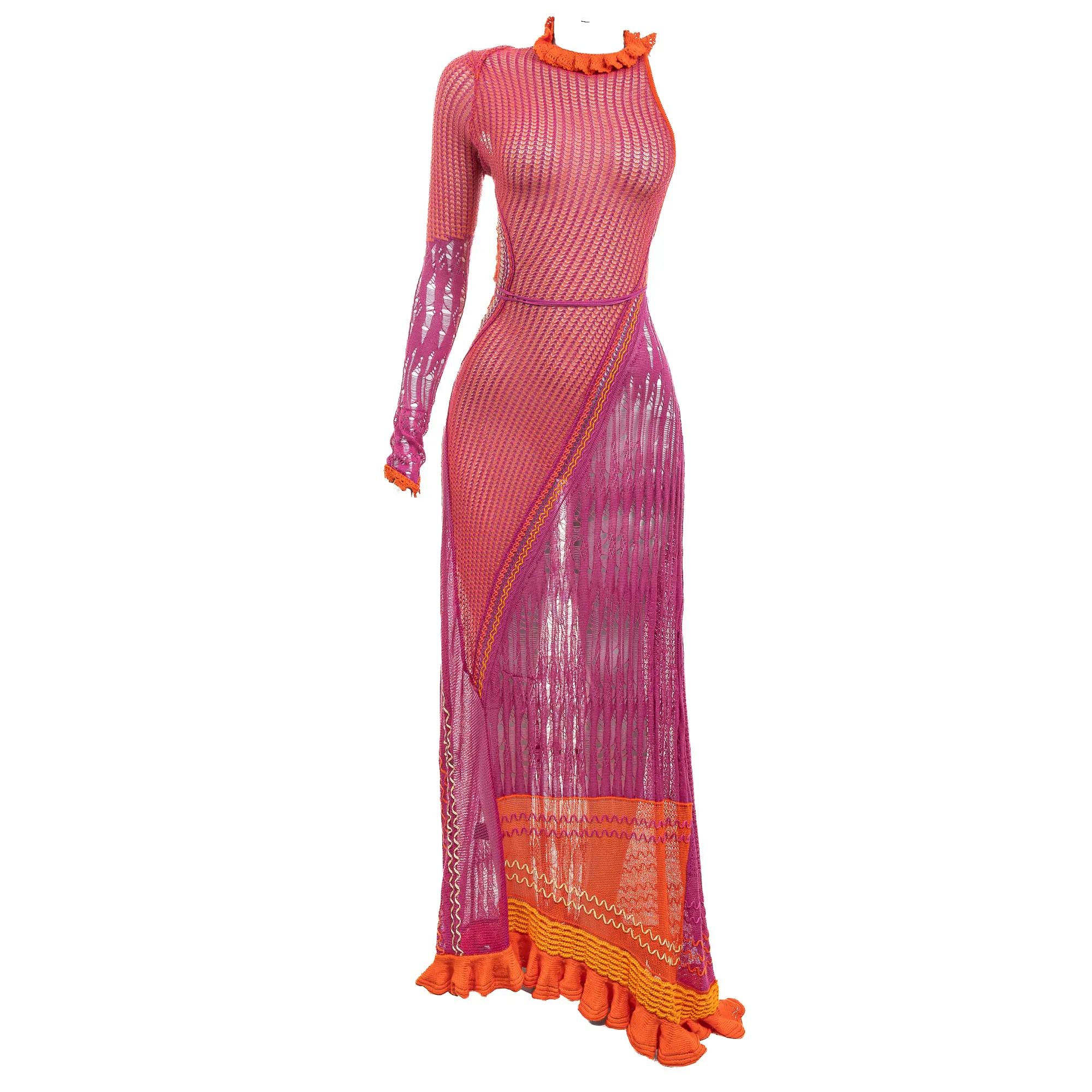 Vestido Roberta Einer Tricô Colorido Transparência