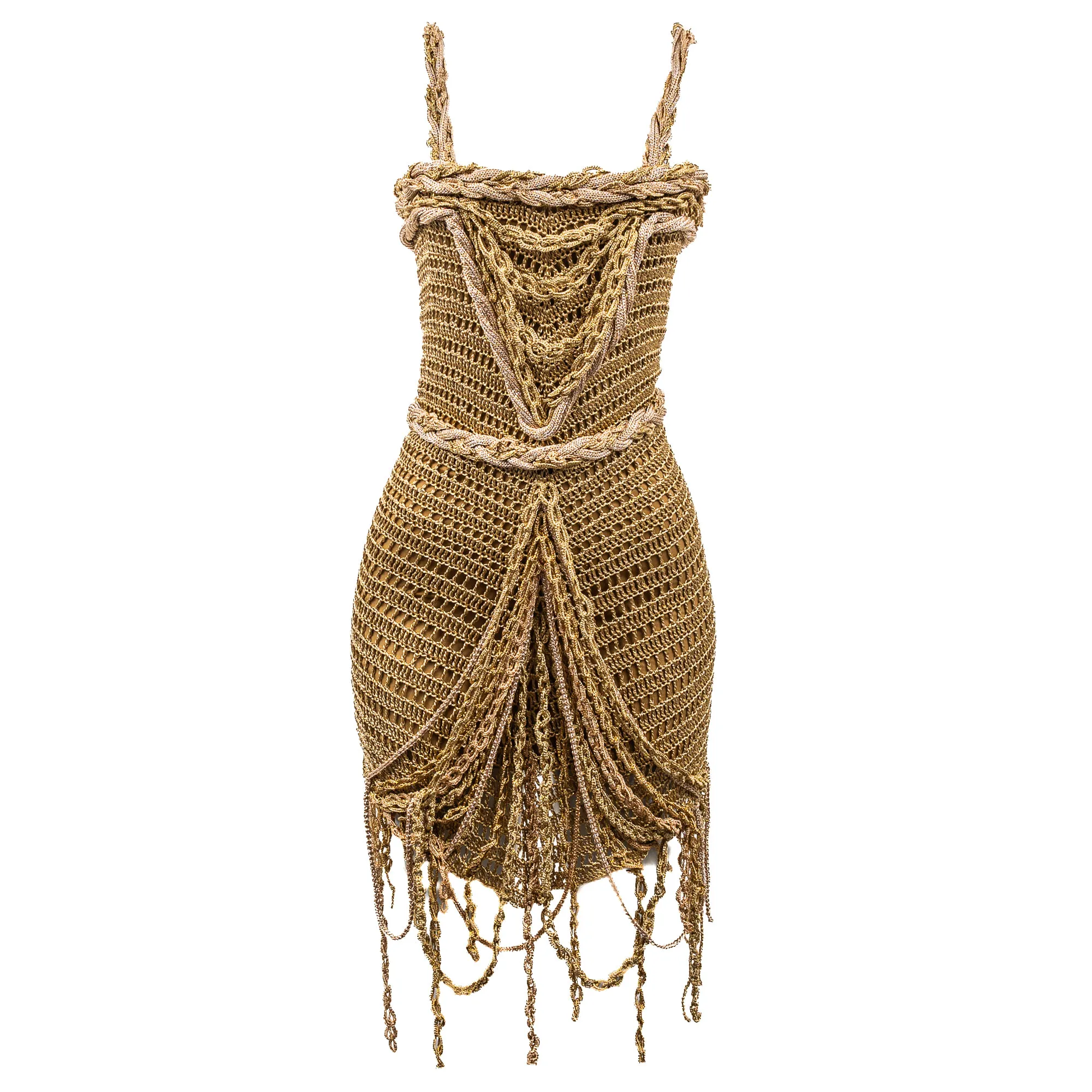 Vestido Andrea Almeida Tricô Dourado