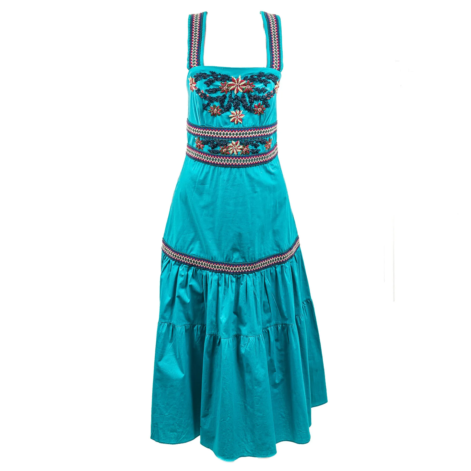 Vestido PatBo com Bordado Azul