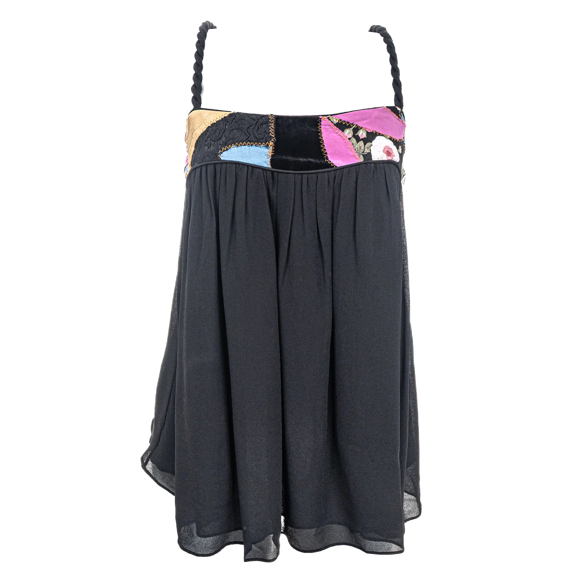 Blusa Cris Barros Preta e Estampa Floral