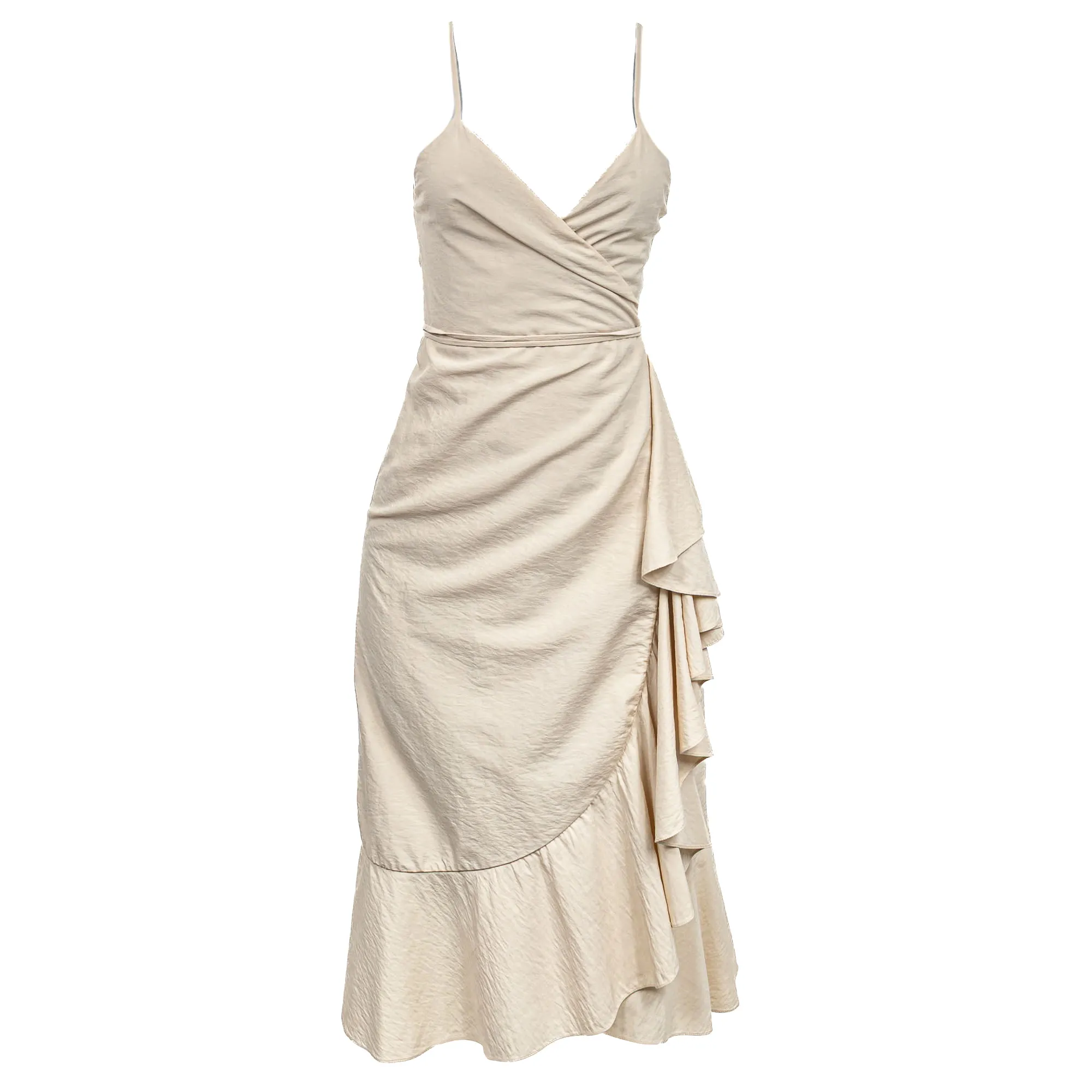 Vestido Cris Barros Transpassado Bege