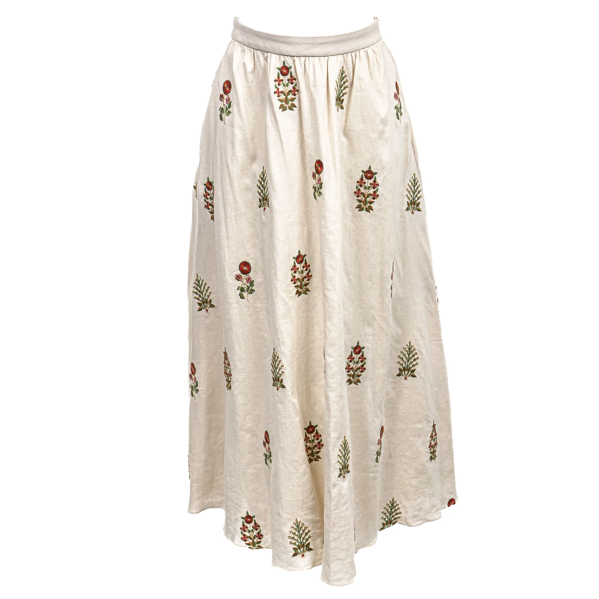 Saia Cris Barros Flores Bordadas Bege