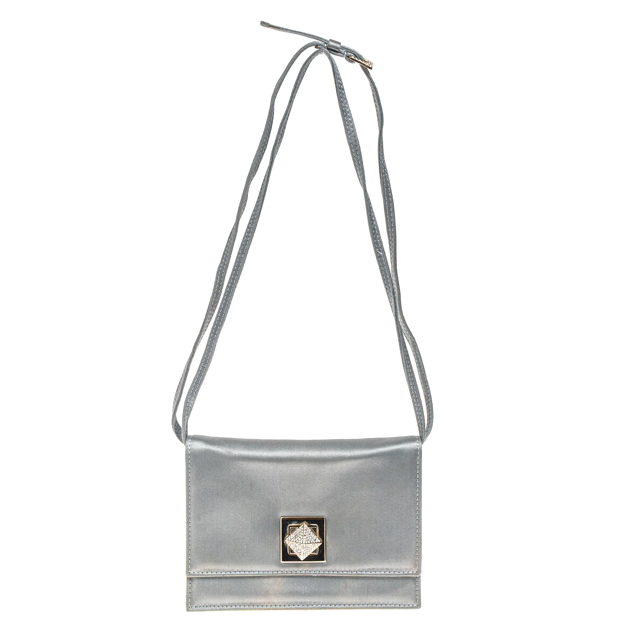 Bolsa Valentino Cinza Com Brilho Vintage