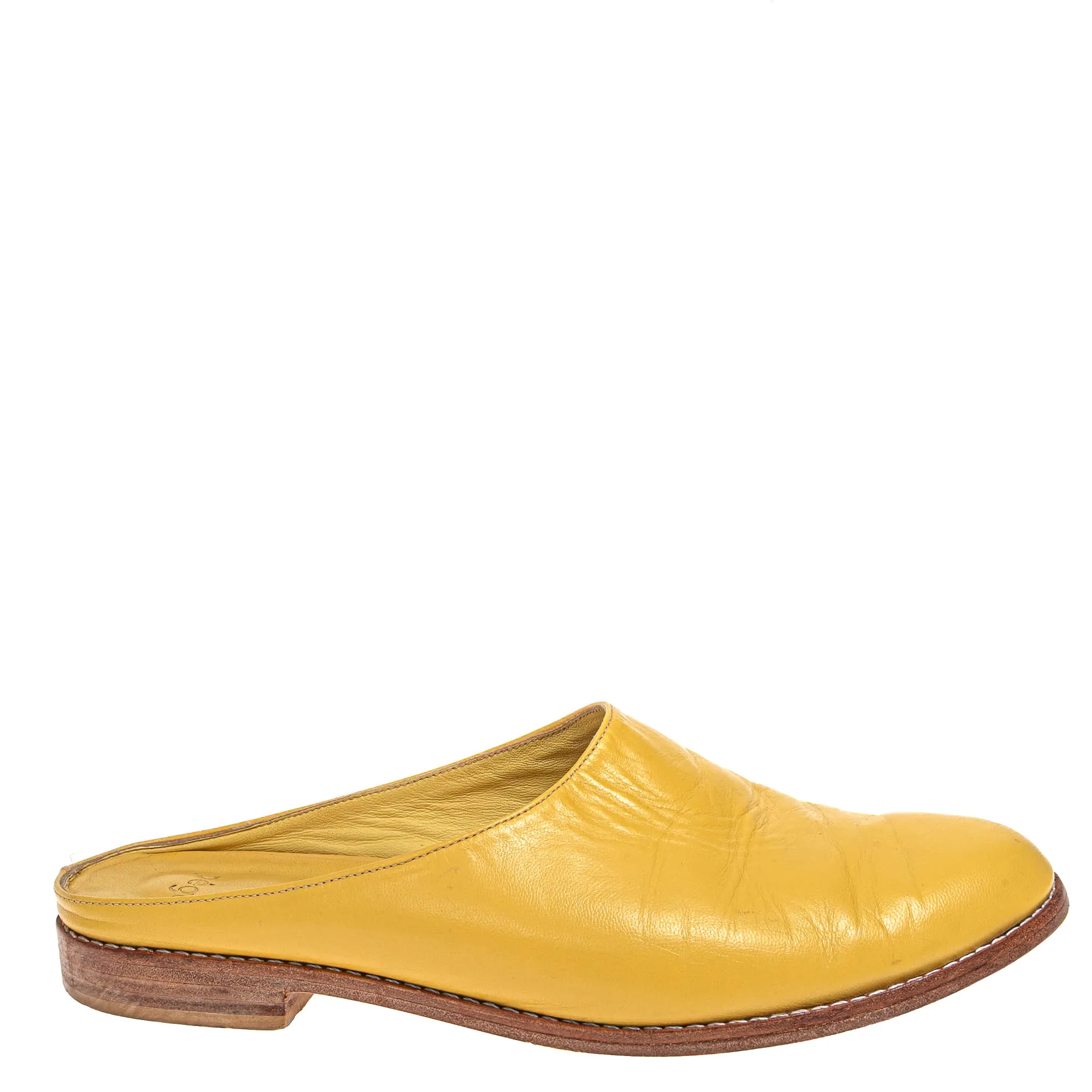 Sapato Pege Mule Couro Amarelo
