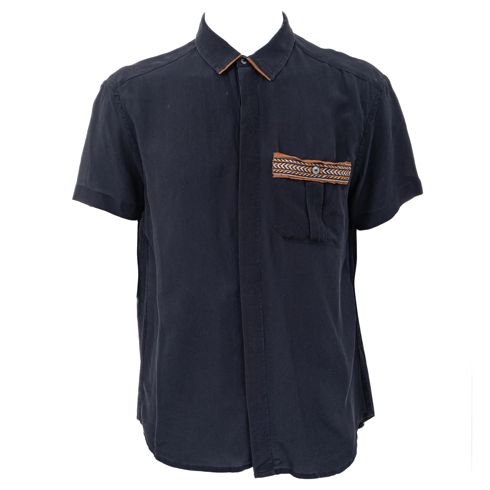 Camisa Handred Seda Azul Marinho