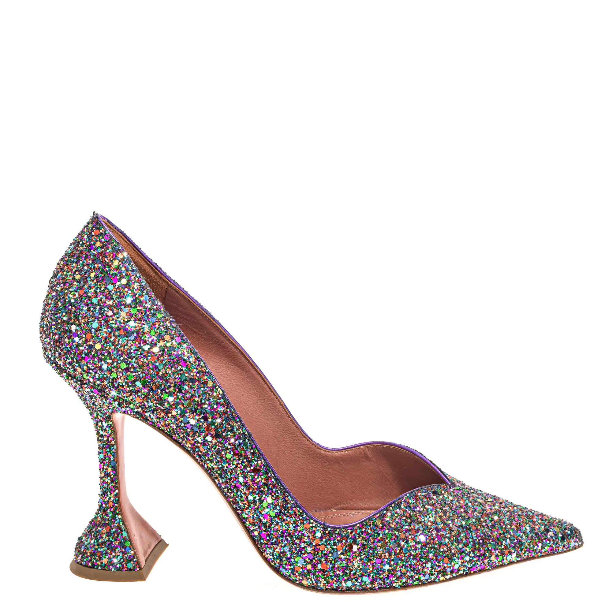 Sapato Amina Muaddi Fúcsia com Brilhos