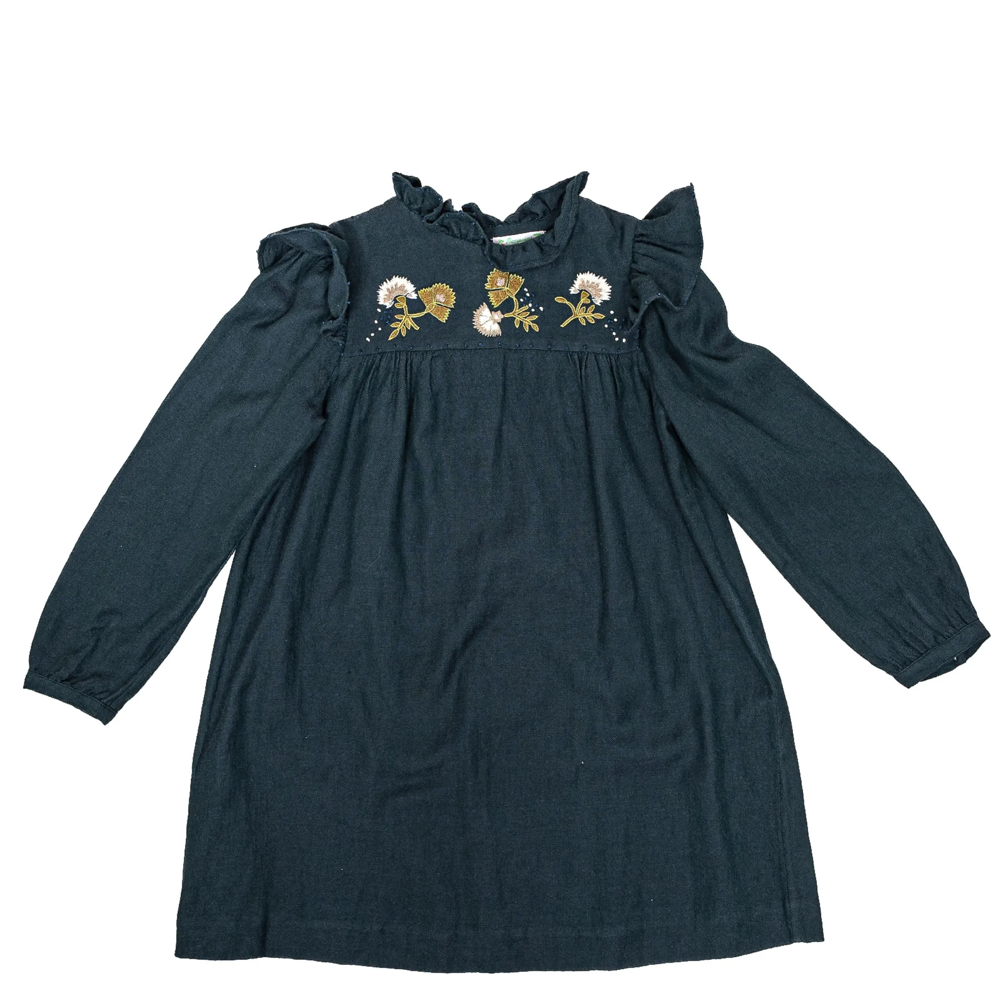 Vestido Bonpoint Verde Bordado Infantil