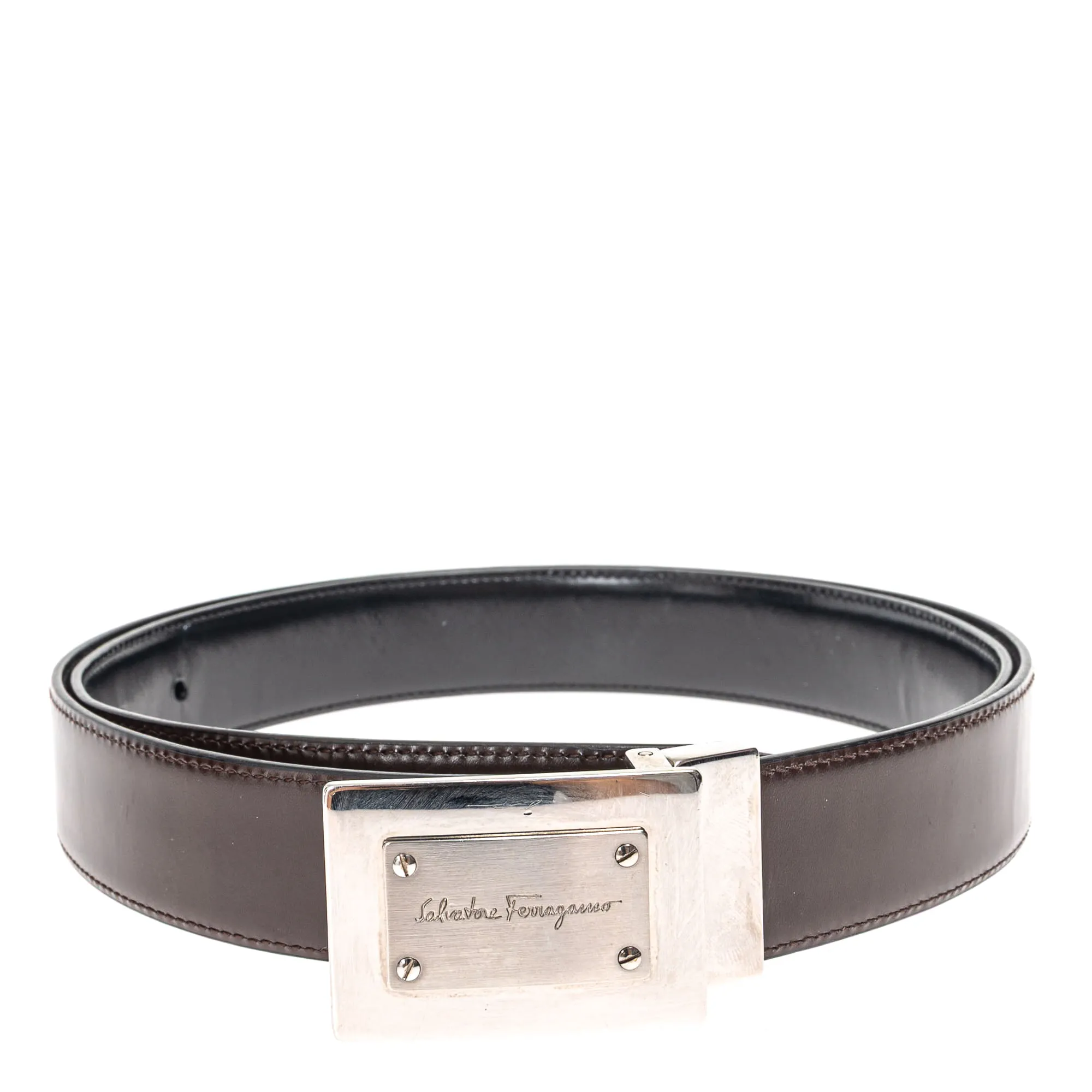 Cinto Salvatore Ferragamo Reversível Preto e Marrom