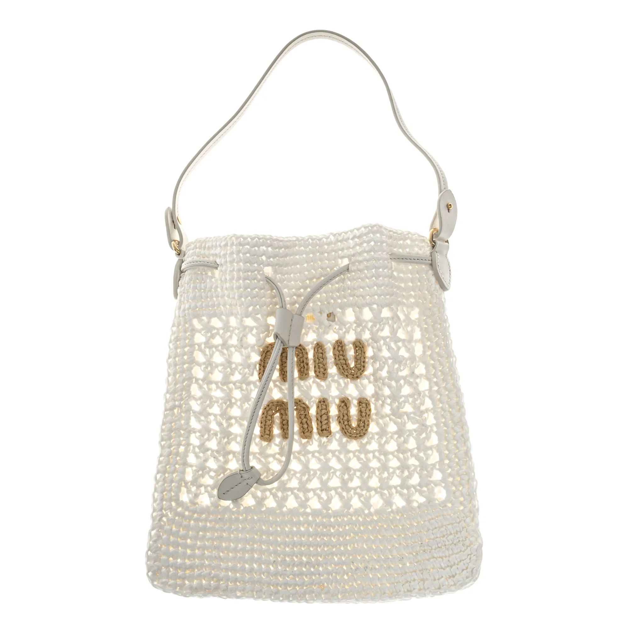 Bolsa Miu Miu Crochê de Ráfia Mini Branca