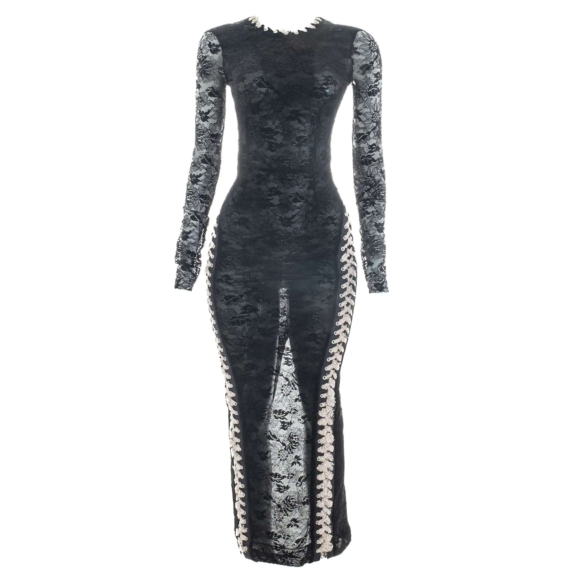 Vestido Alessandra Rich Rendado Preto