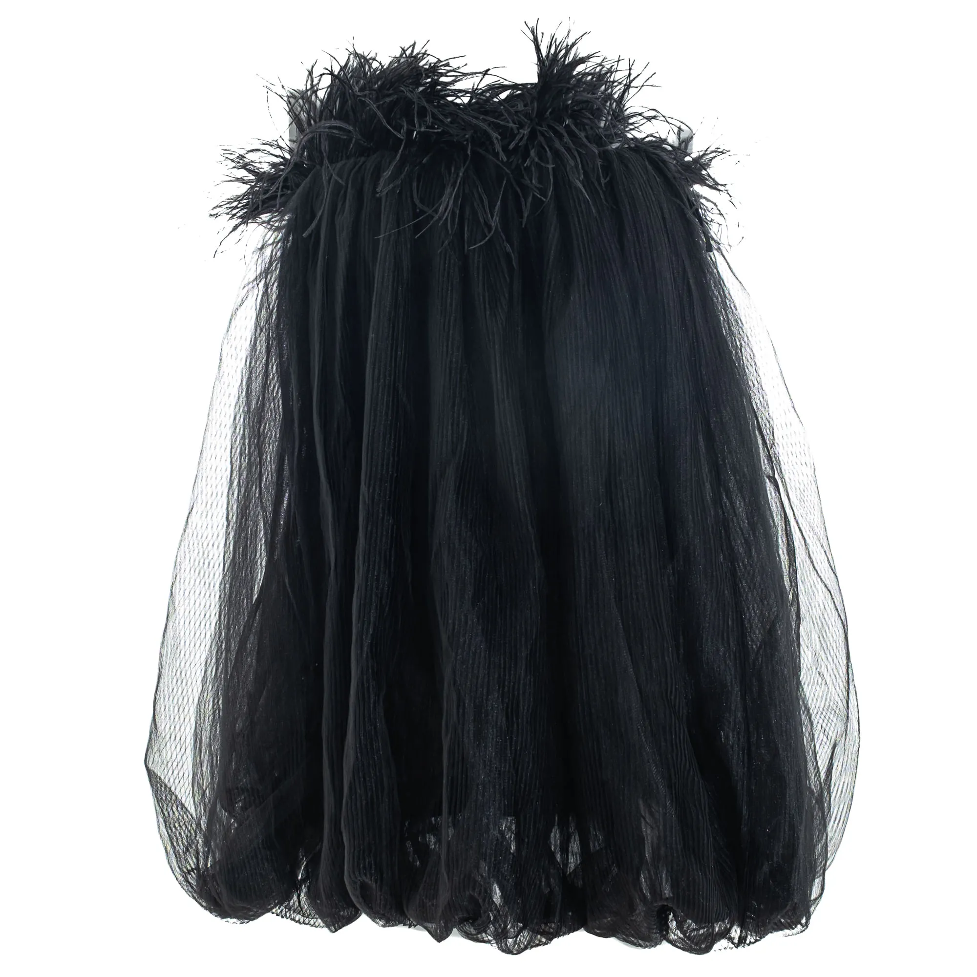 Vestido Selezza London Balonê Plumas Preto