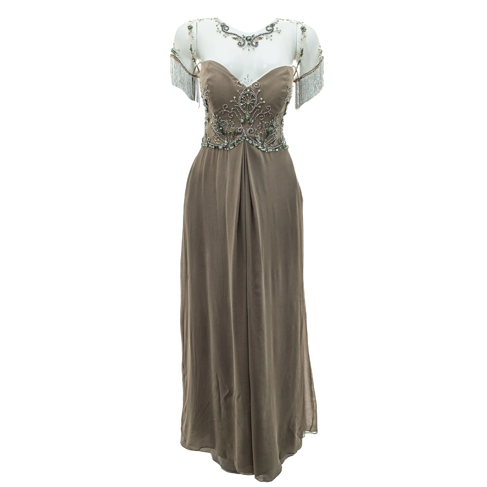 Vestido Barbara Bela Longo Verde Bordado