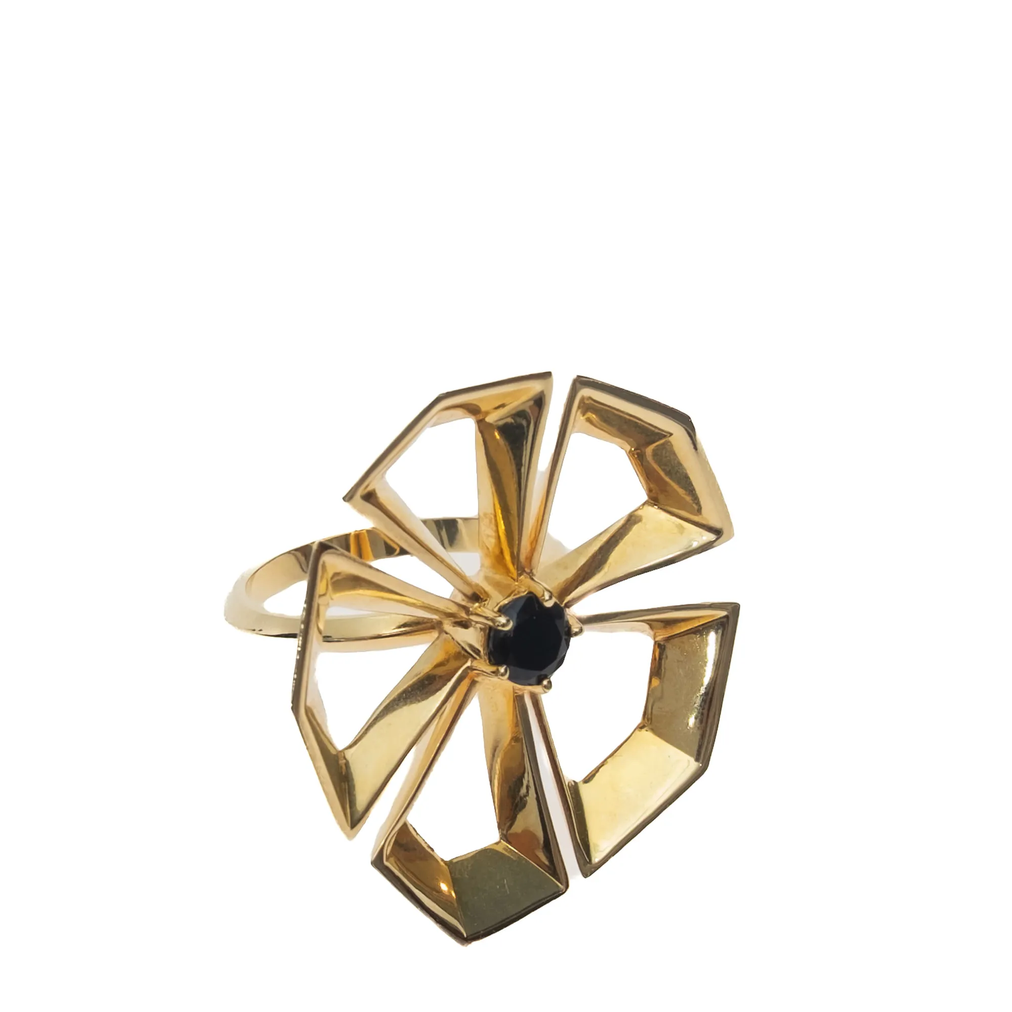 Anel Jack Vartanian Flor Prata com Ouro Amarelo e Ágata