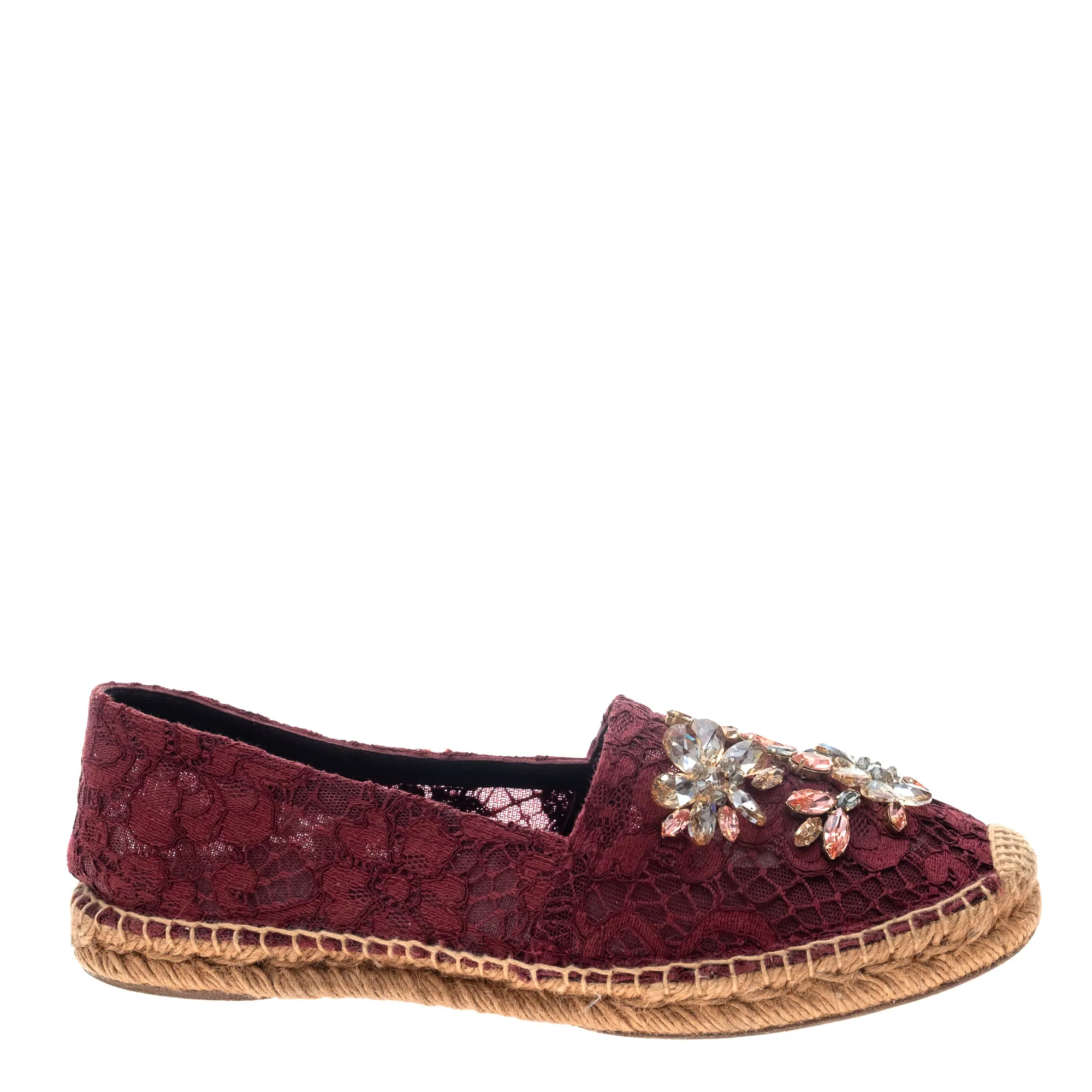 Espadrille Dolce & Gabbana Renda Vinho e Pedrarias