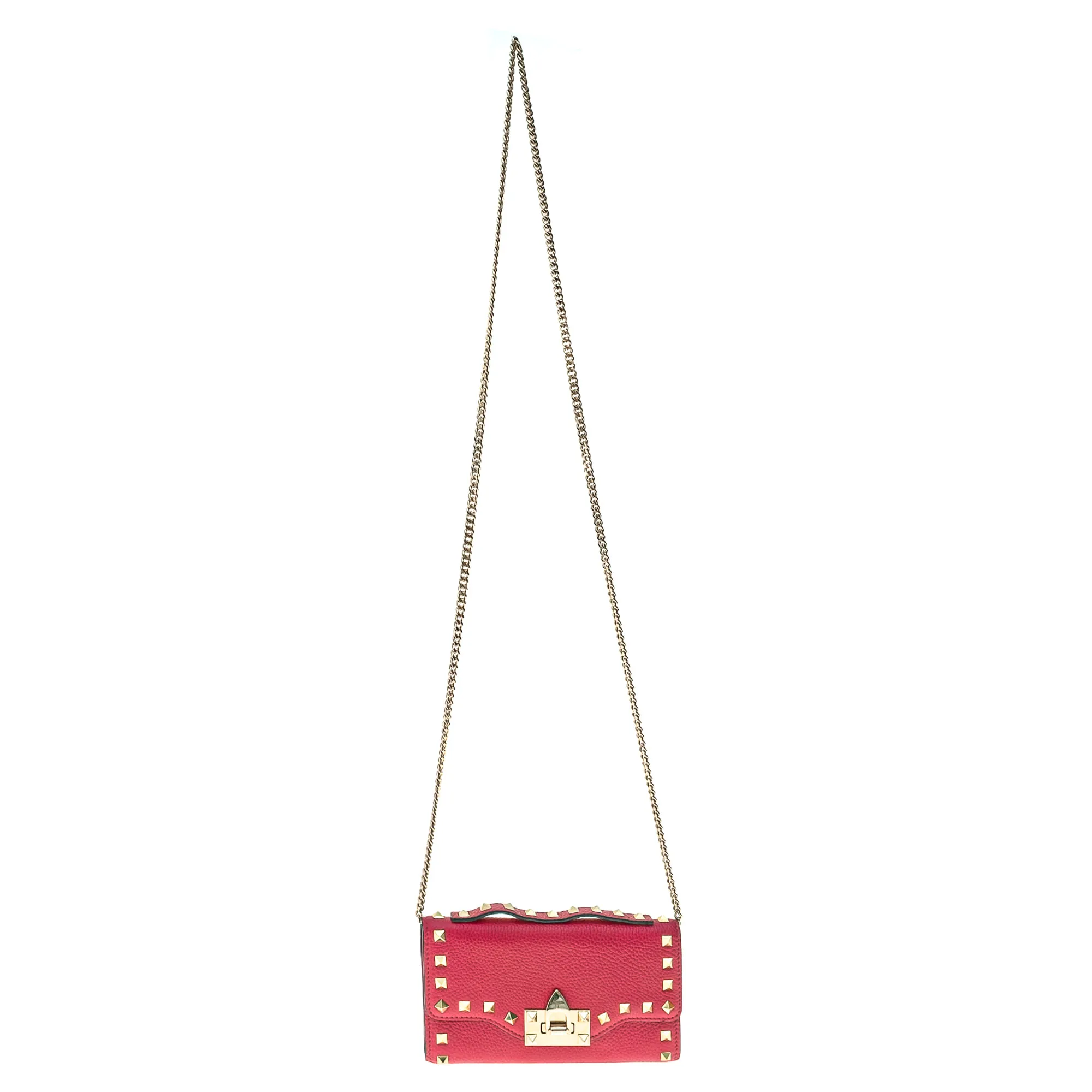 Carteira Valentino Garavani Rockstud com Alça Couro Rosa