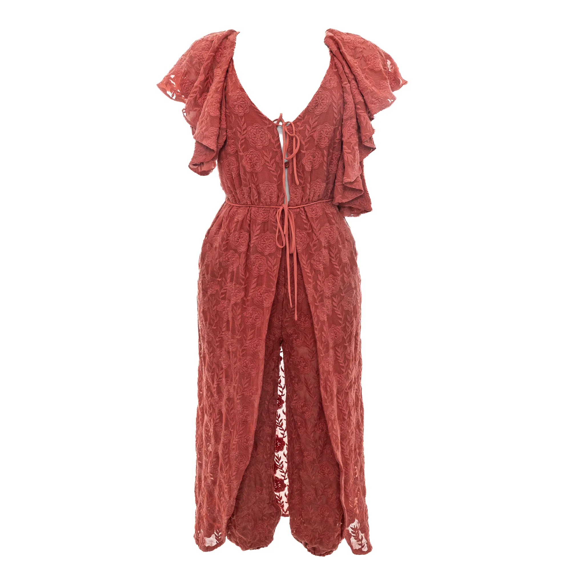 Macacão Cris Barros Limited Florido Terracota