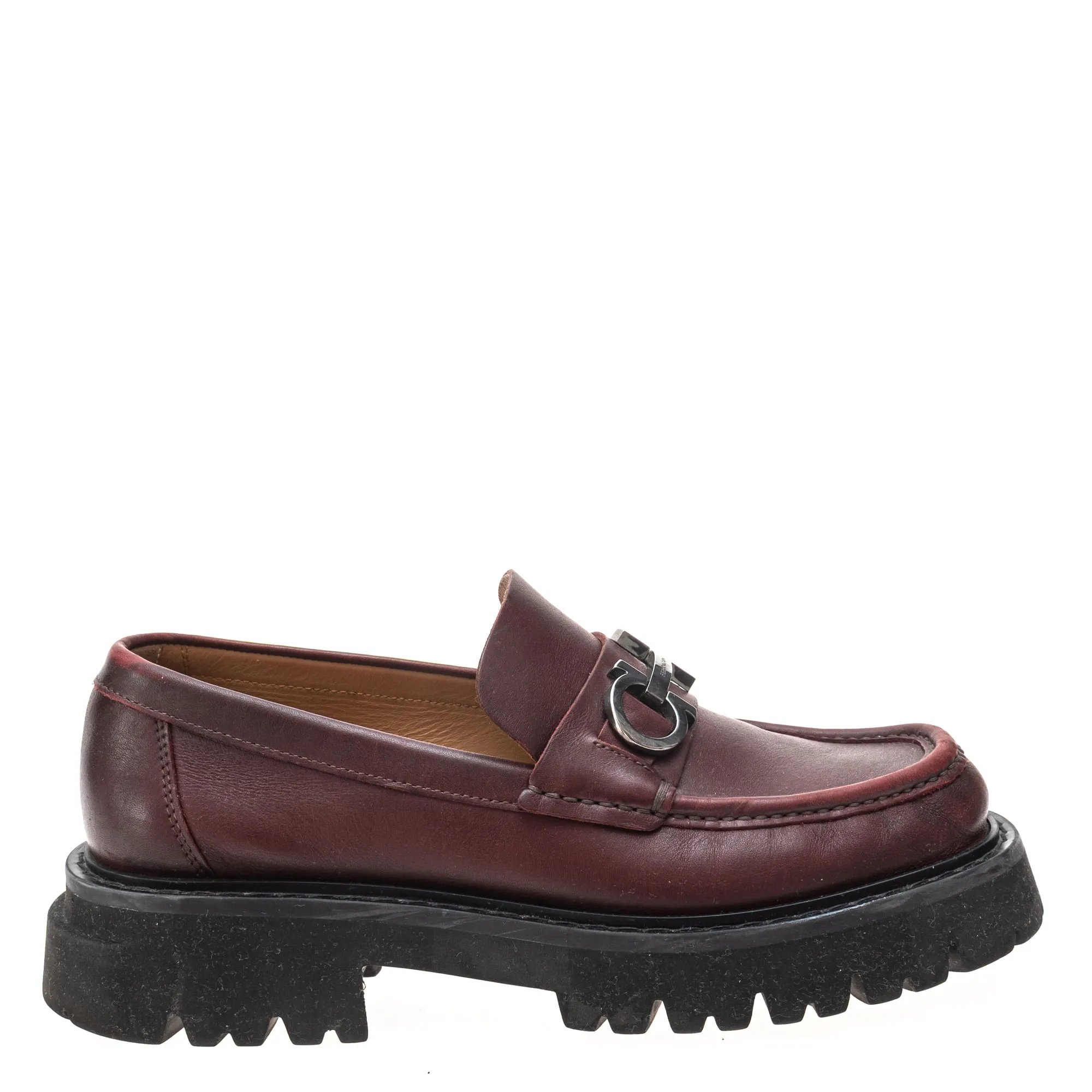 Mocassim Ferragamo Tratorado Couro Vinho