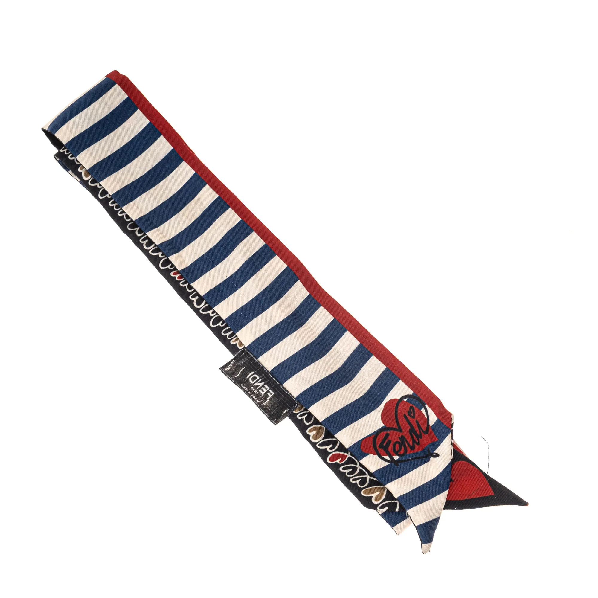Lenço Fendi Bandeau Estampado Vermelho e Azul