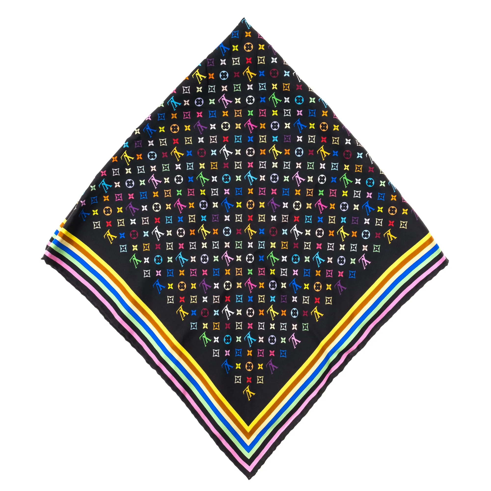 Lenço Louis Vuitton Seda Monograma Colorido