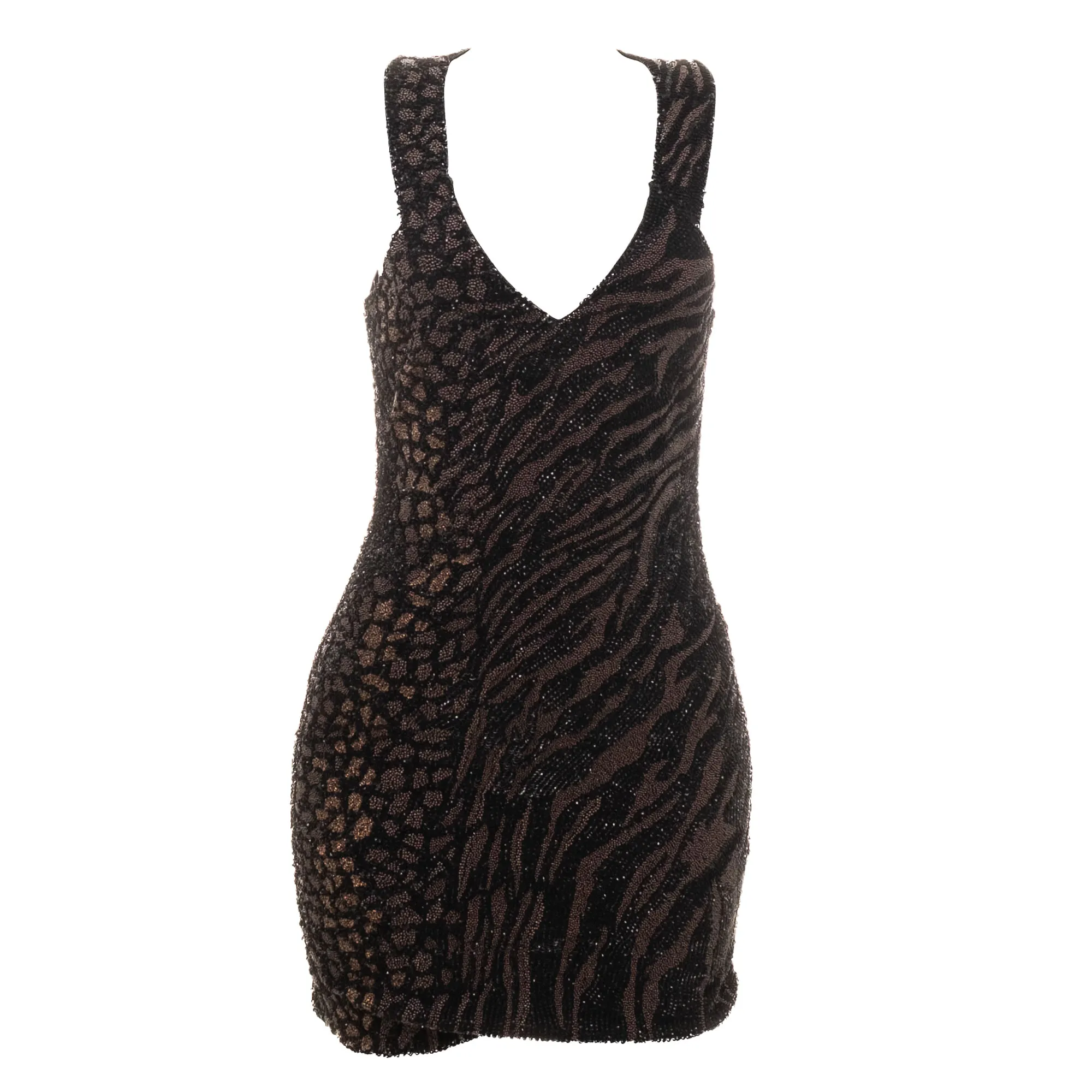 Vestido AllSaints Bordado Preto e Marrom