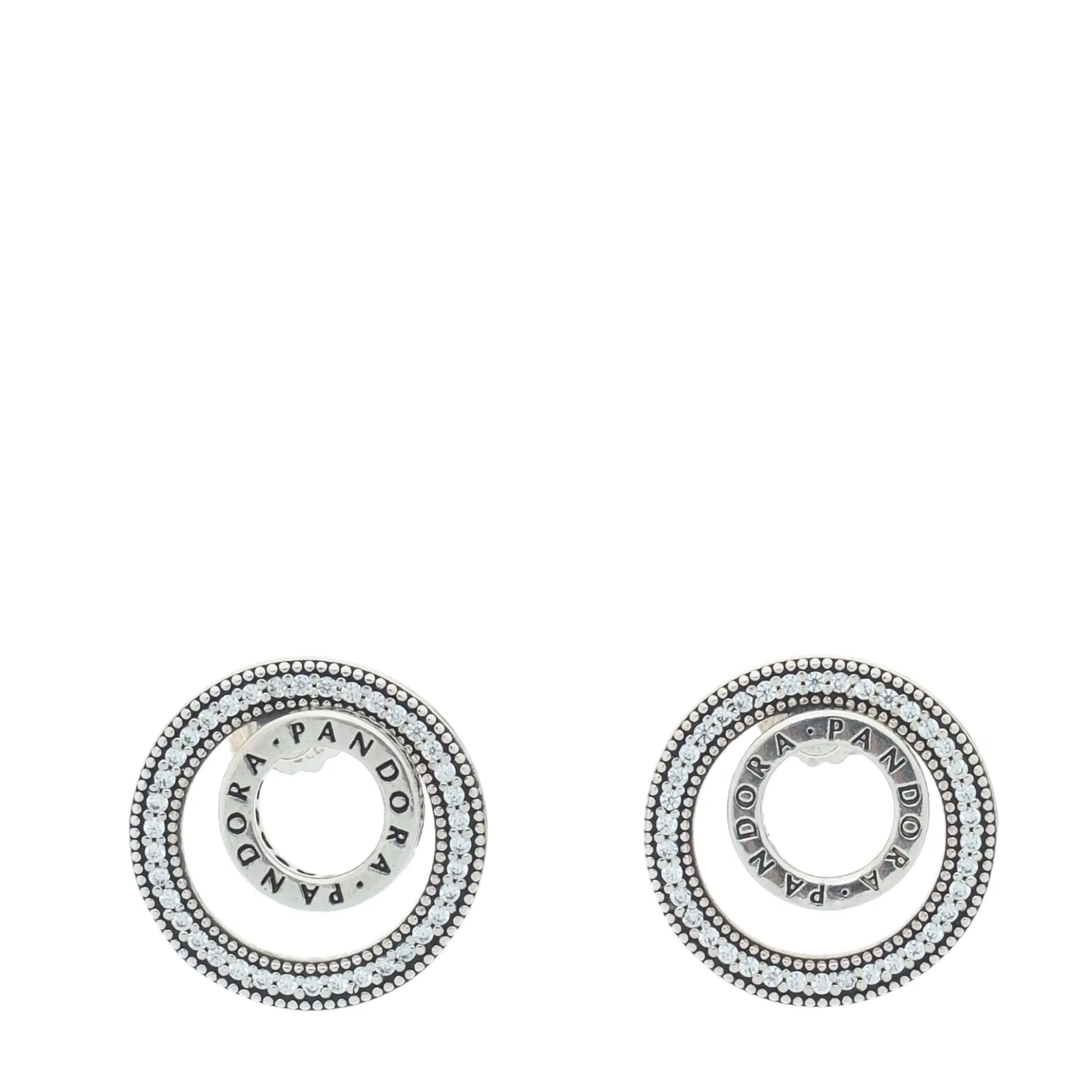 Brinco Pandora Argola Strass Prateado