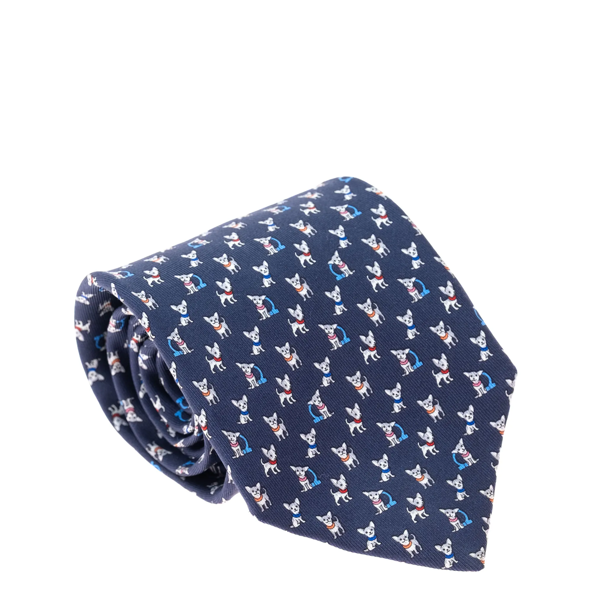 Gravata Salvatore Ferragamo Estampada Dog Azul