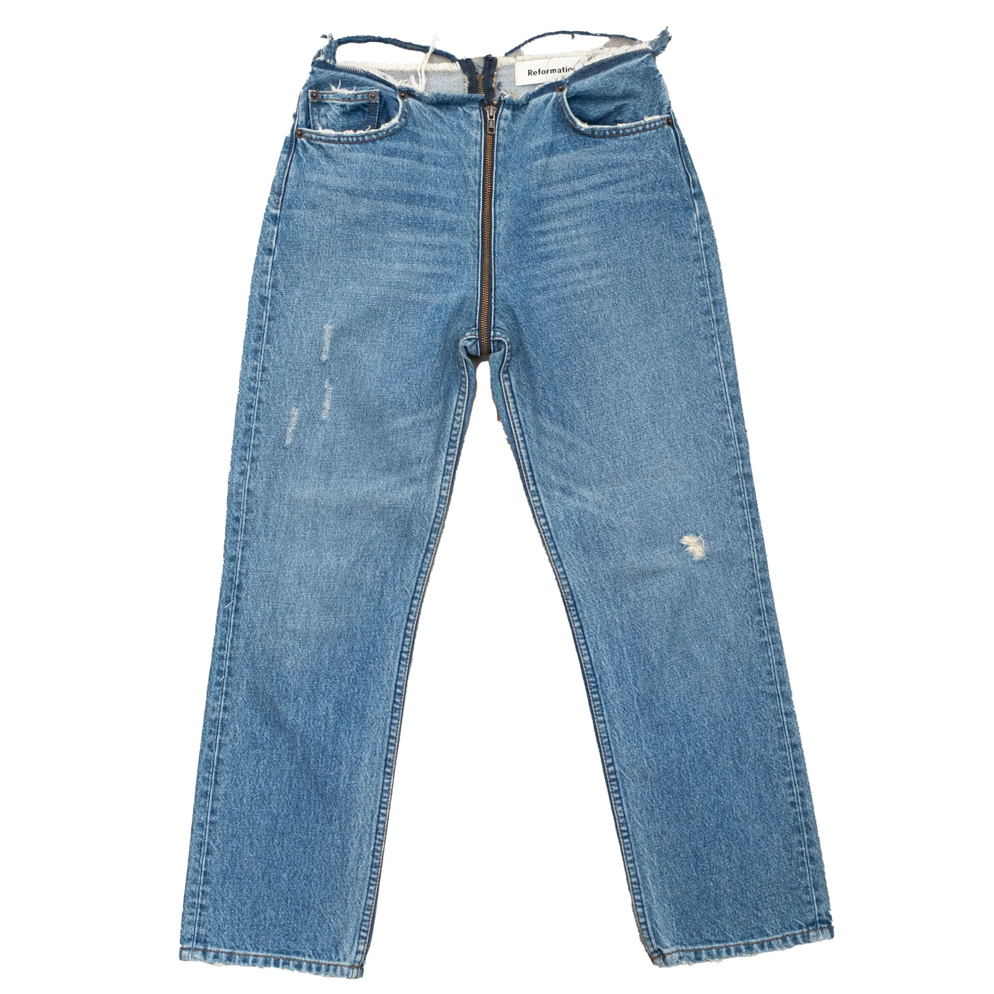 Calça Reformation Zíper Jeans Azul