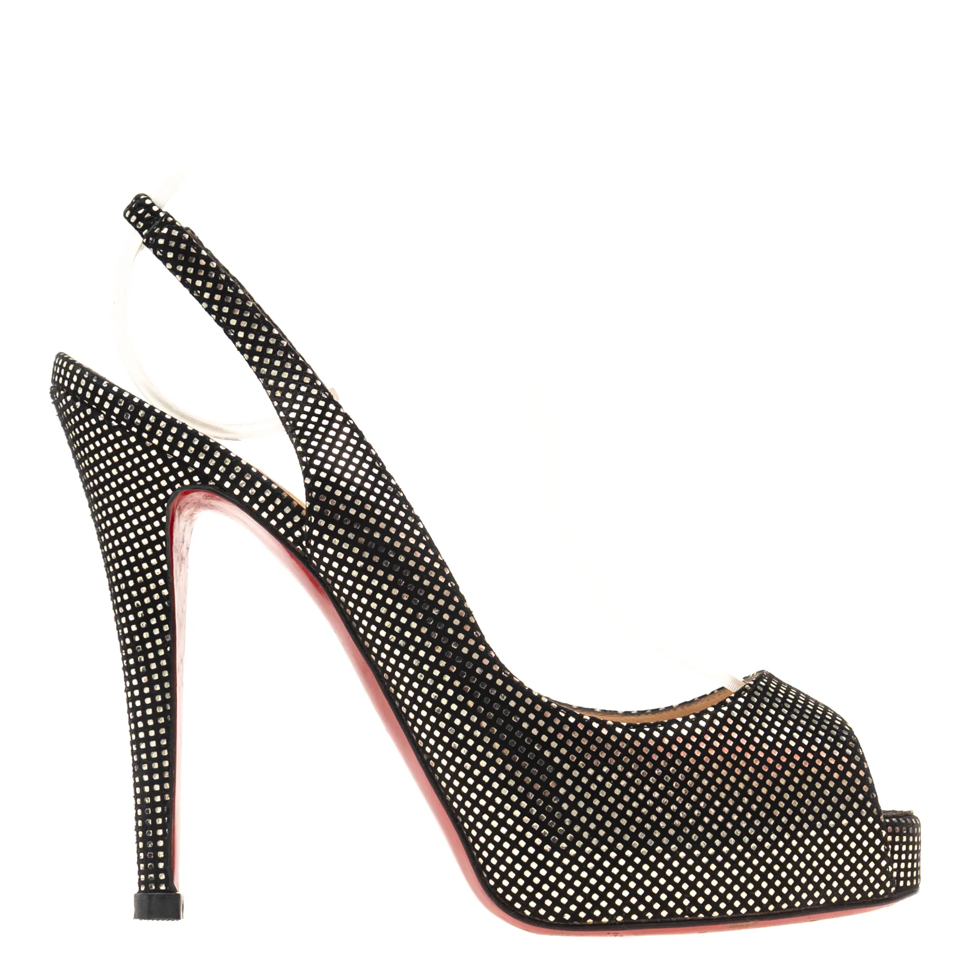 Sapato Christian Louboutin Peep Toe Metalizado