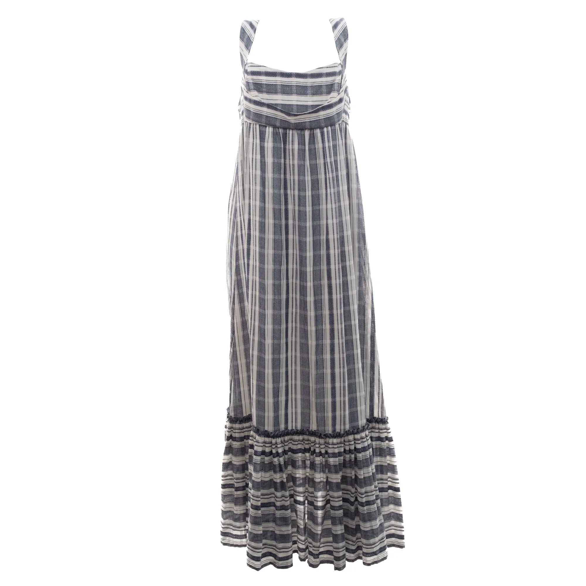 Vestido Leticia Gonzaga Listrado azul e Branco