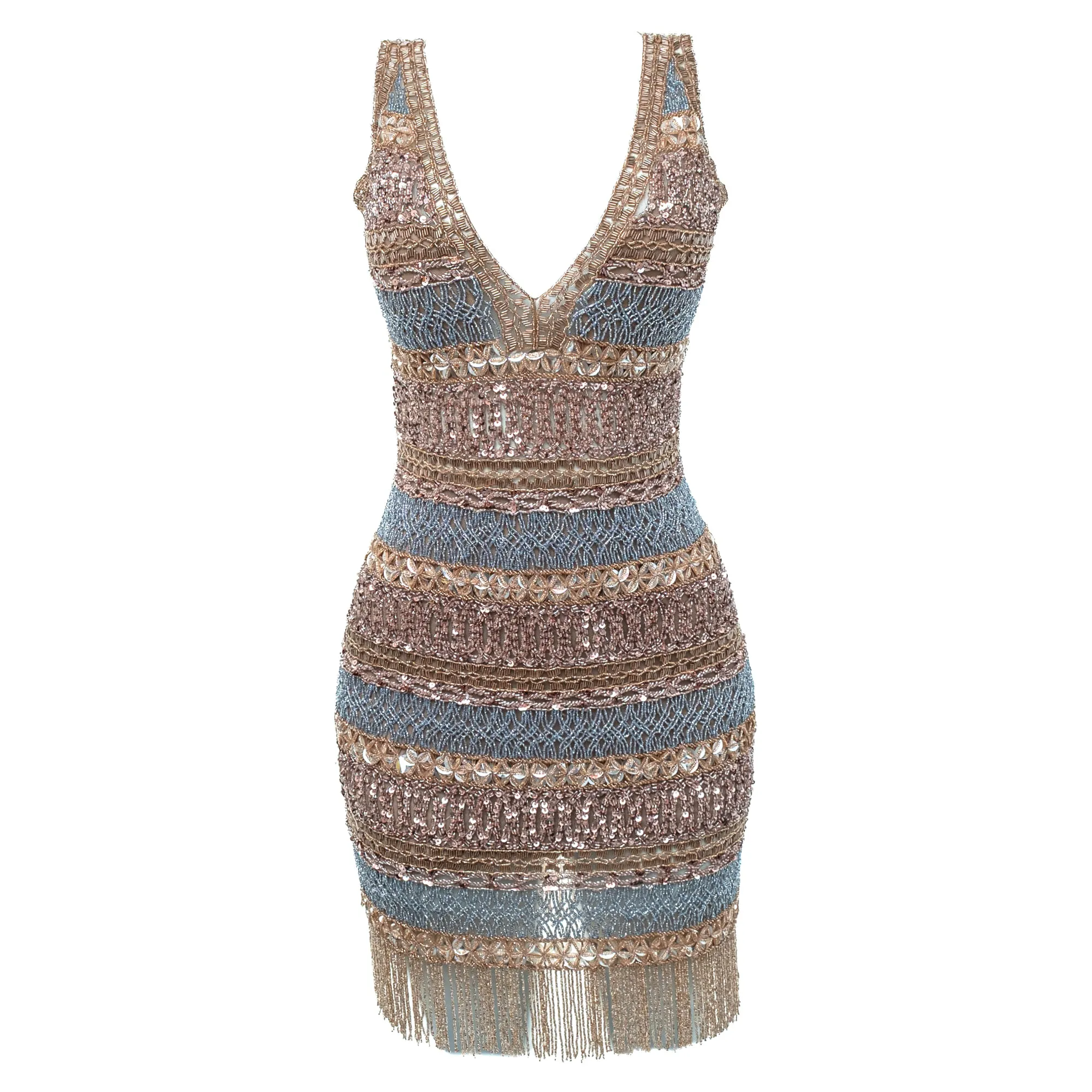 Vestido Patricia Bonaldi Bordado Pedrarias Colorido