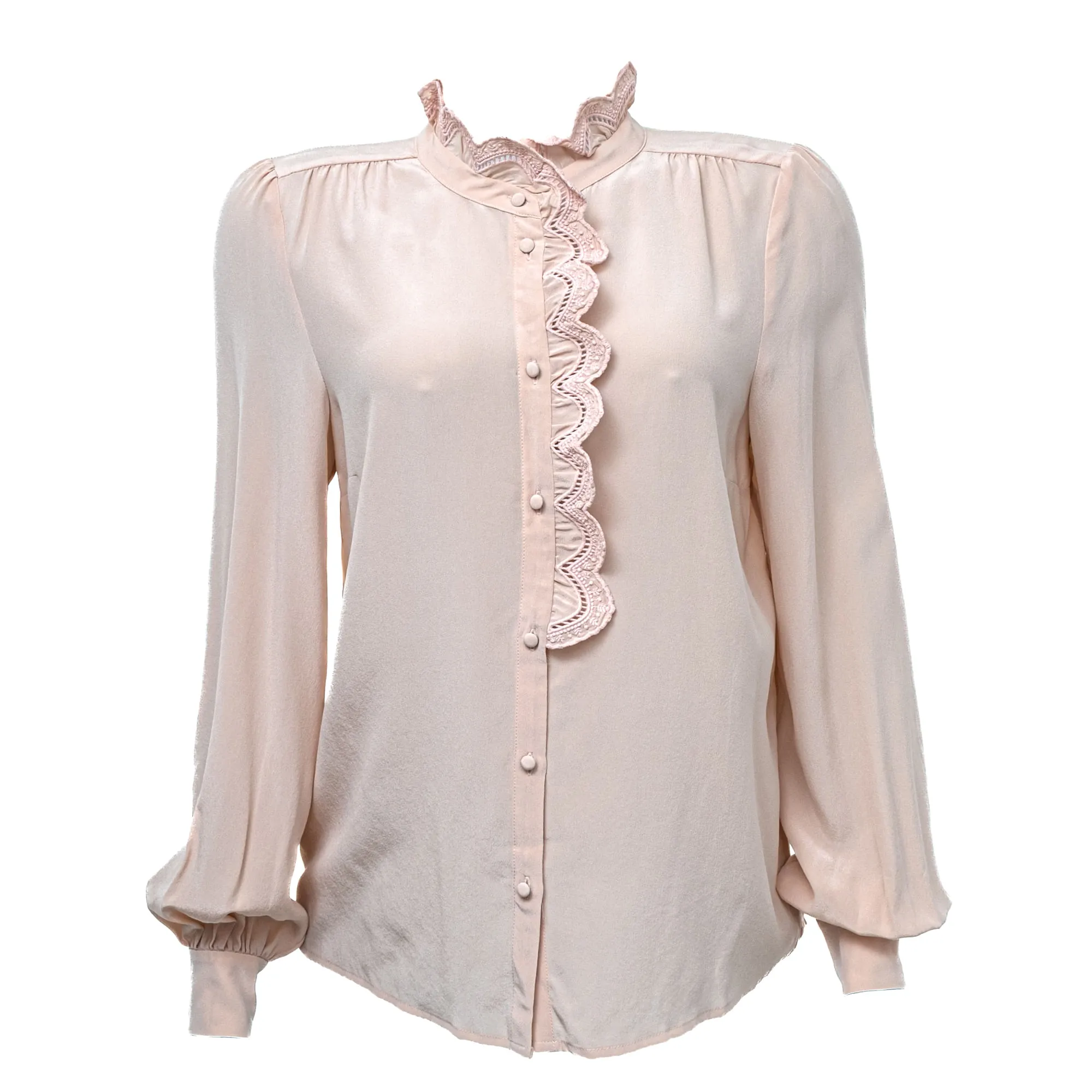 Camisa Sezane Botões e Renda Rosa