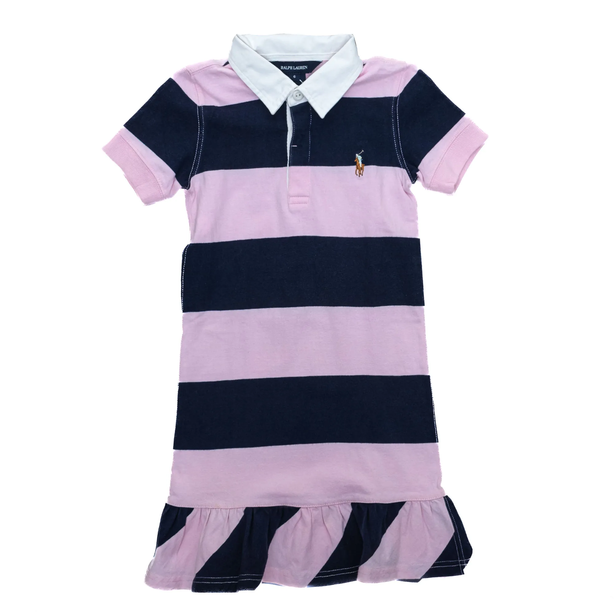 Vestido Ralph Lauren Listrado Rosa e Azul Infantil