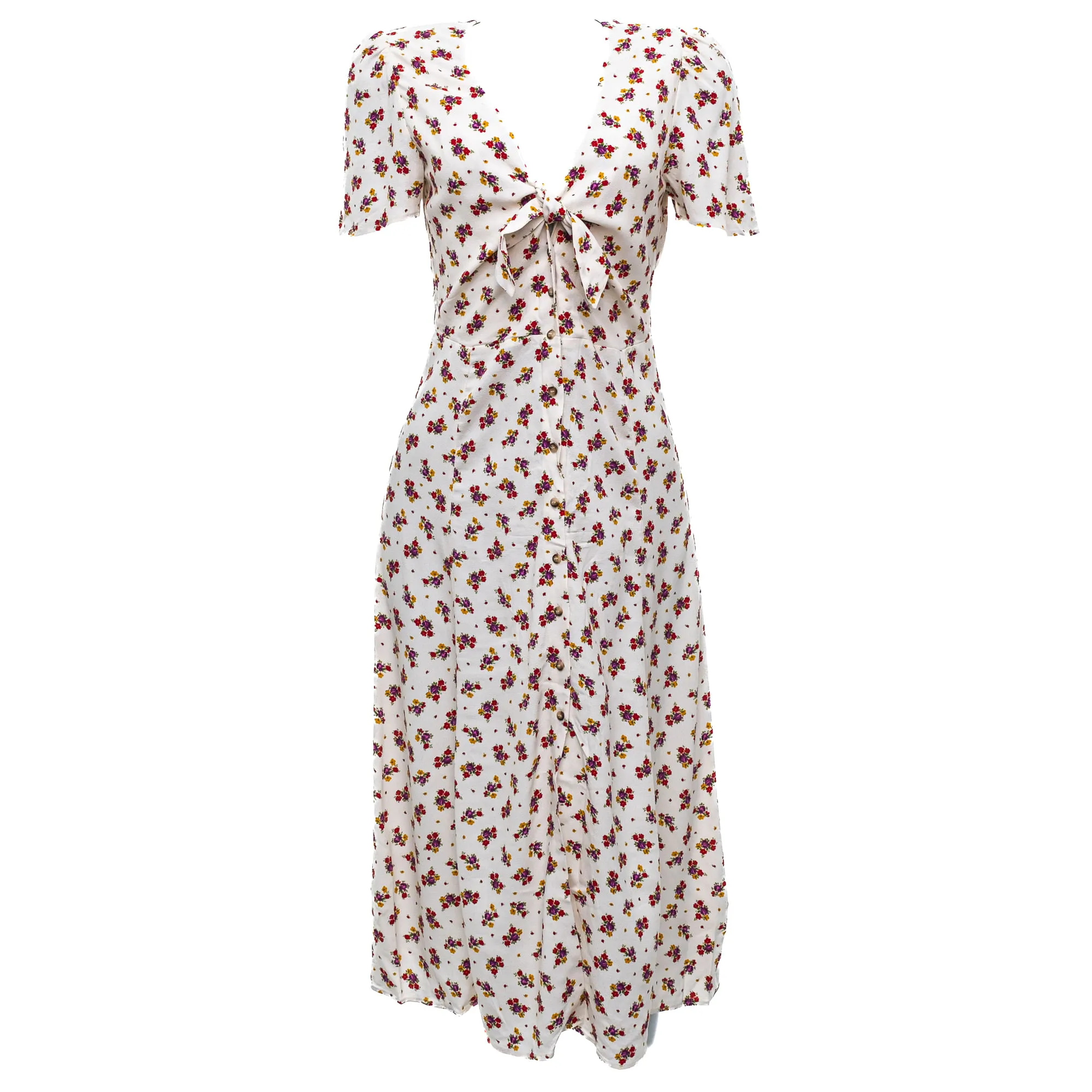 Vestido Sezane Florido Midi Colorido