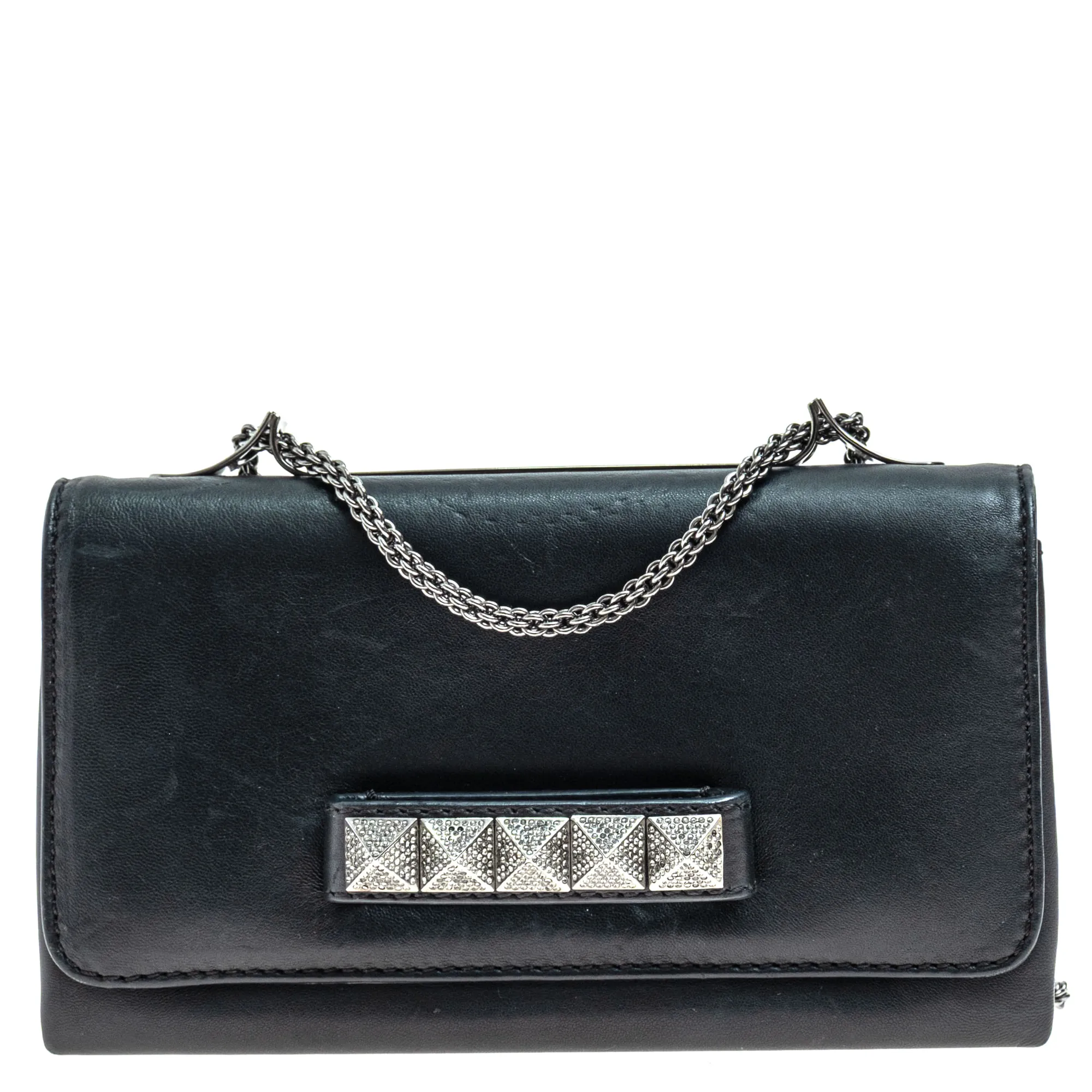 Bolsa Valentino Va Va Voom Couro Preto e Strass