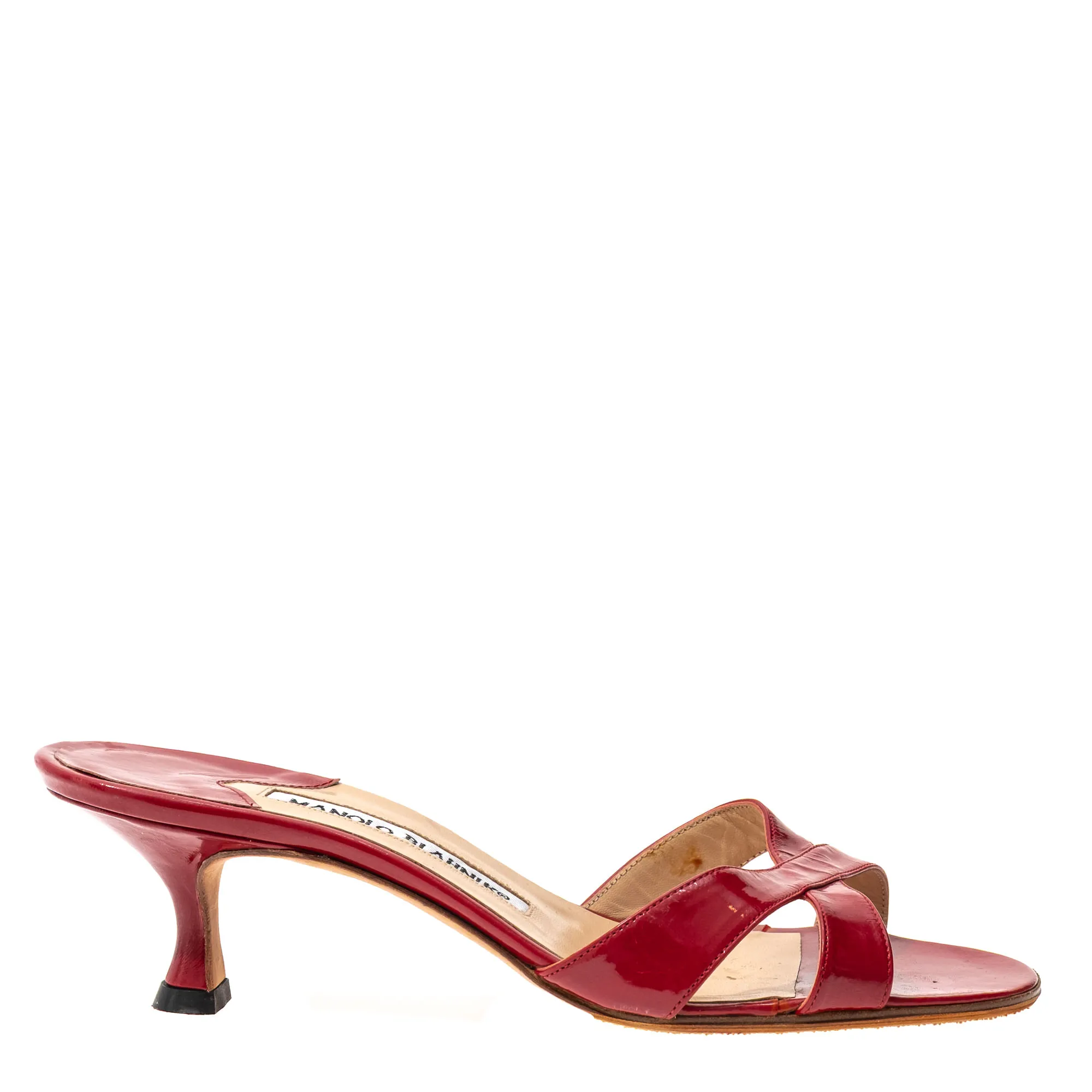 Sandália Manolo Blahnik Mule Verniz Vermelho